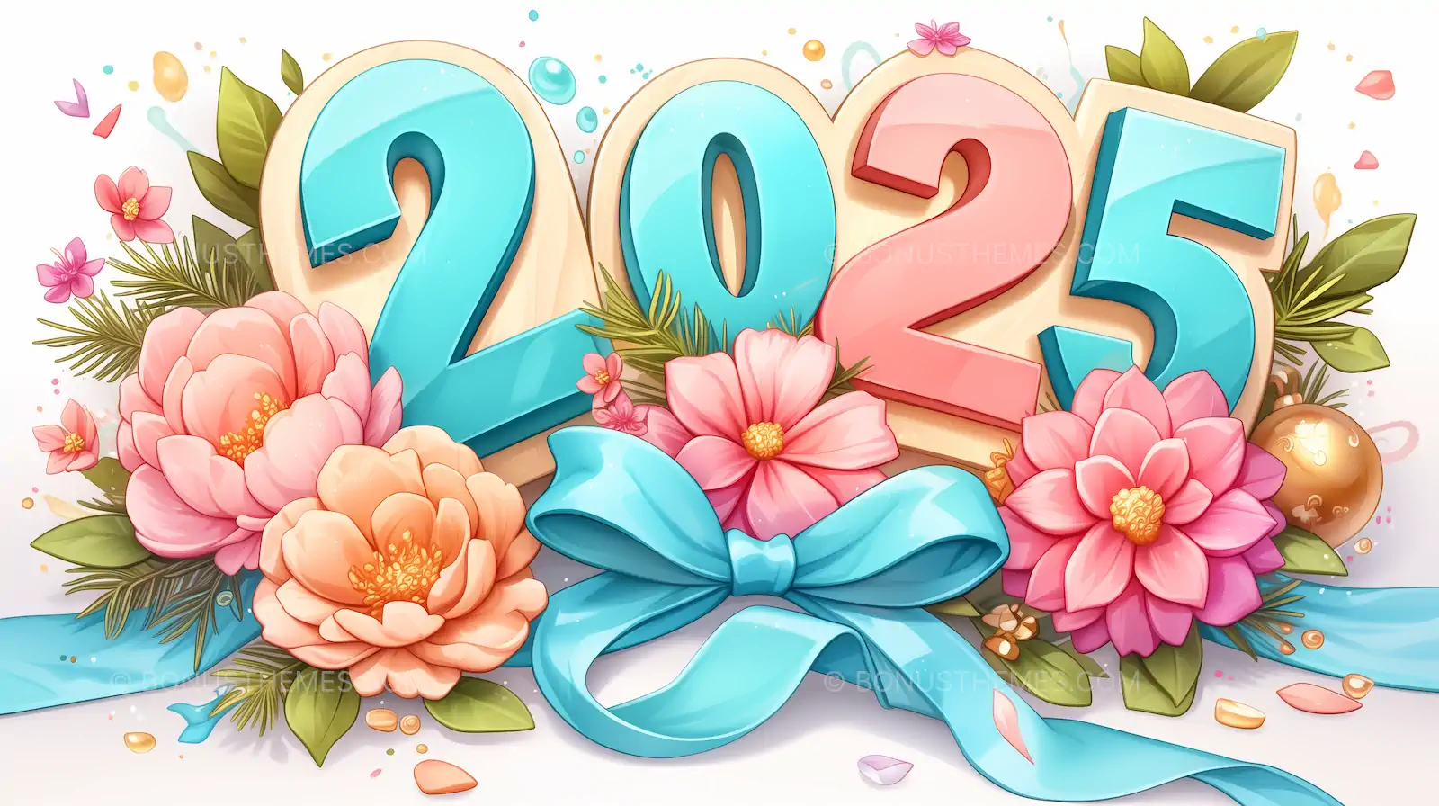 2025 New Year Floral Design - Elegant Greeting | Holiday AI Image