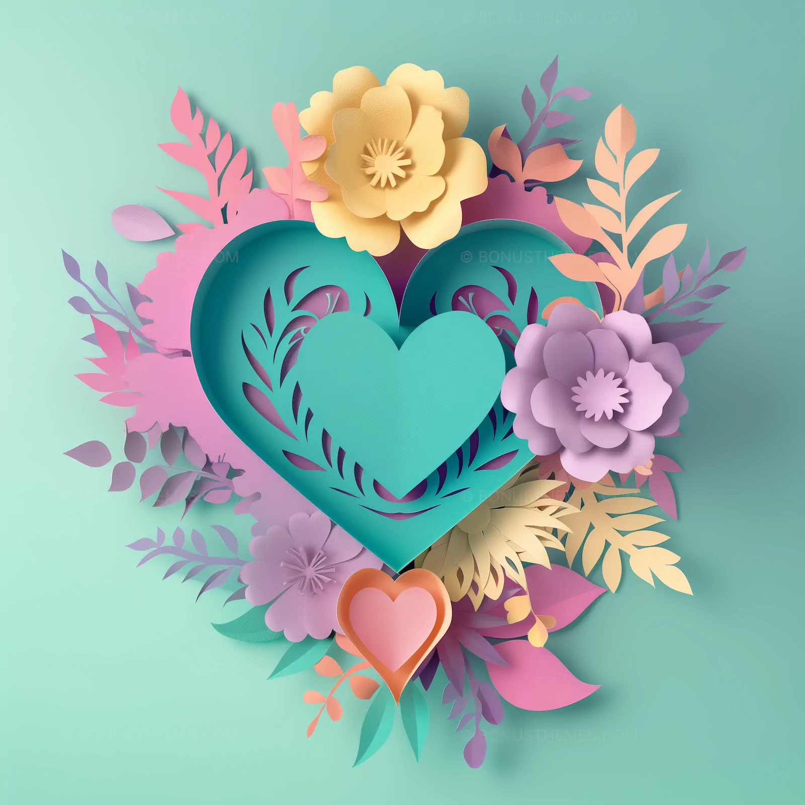 3D Heart Paper Cut Art - Valentine's Design | Romantic AI Image