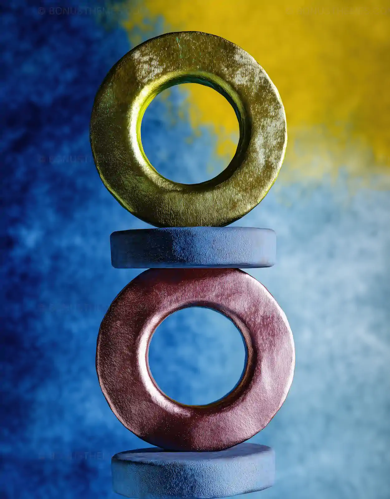 Abstract Geometric Stack of Textured Rings | Modern AI Art Background