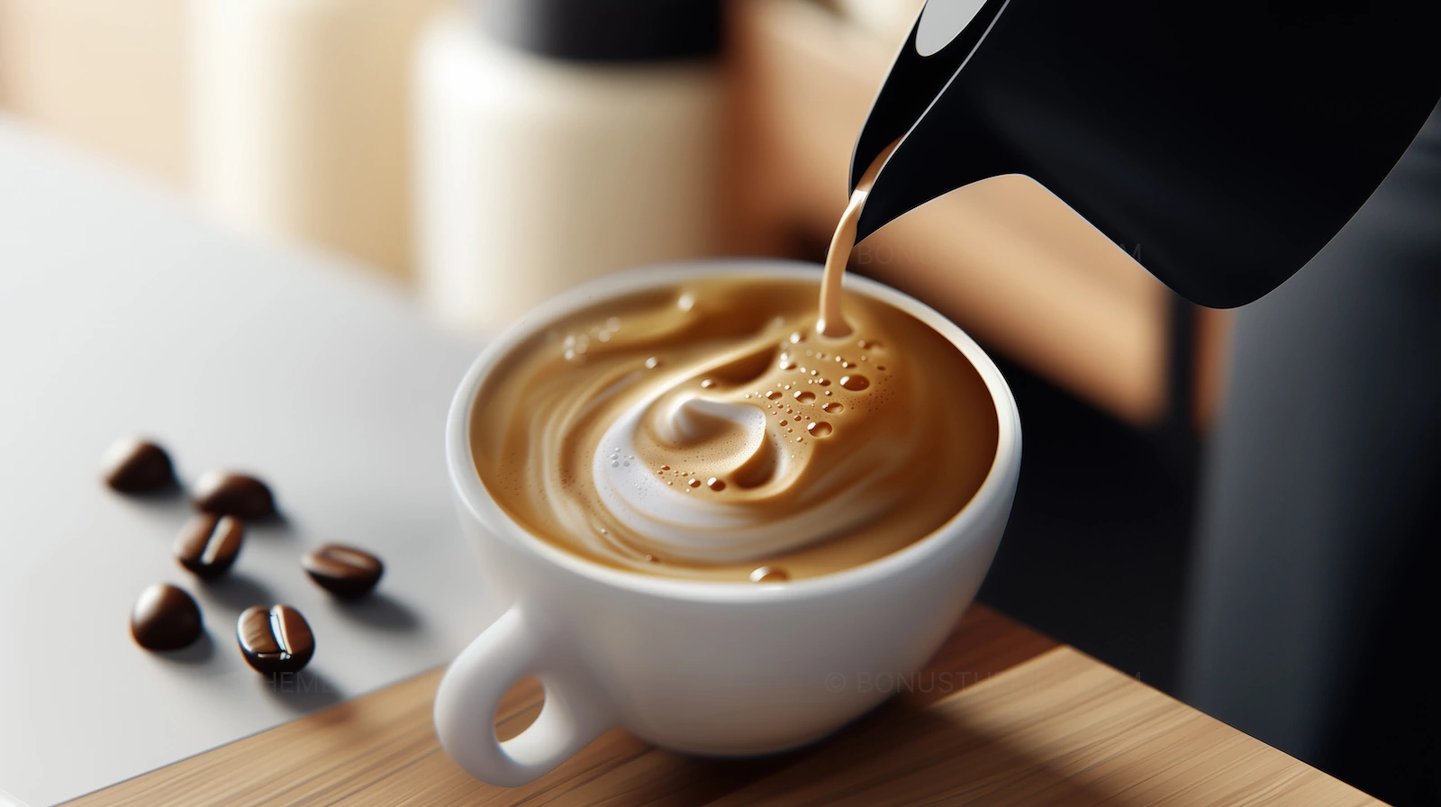 Barista Pouring Steamed Milk into Espresso | Premium Coffee Latte Art AI Generated Image