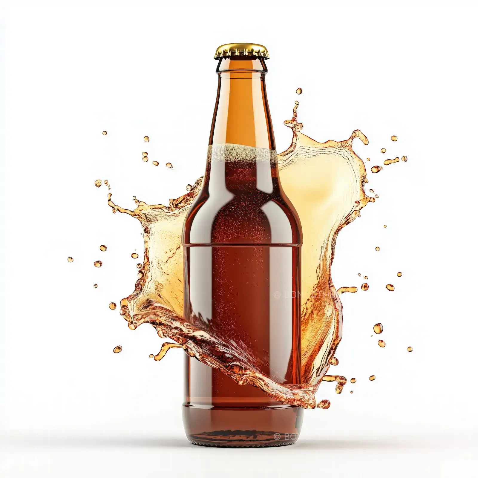 Beer Bottle with Dynamic Foam Splash | High-Energy Beverage AI Concept