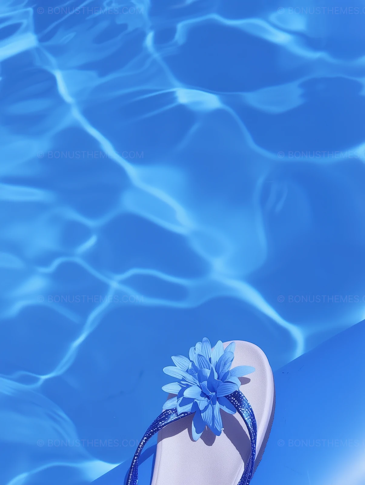 Blue Flower Flip-Flops by Inflatable Pool | Summer Fashion AI Image