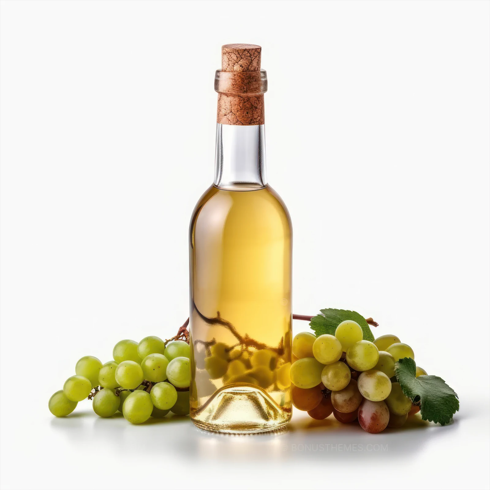 Bottle of White Wine on Table with Fresh Grapes | Elegant AI Generated Beverage Still Life