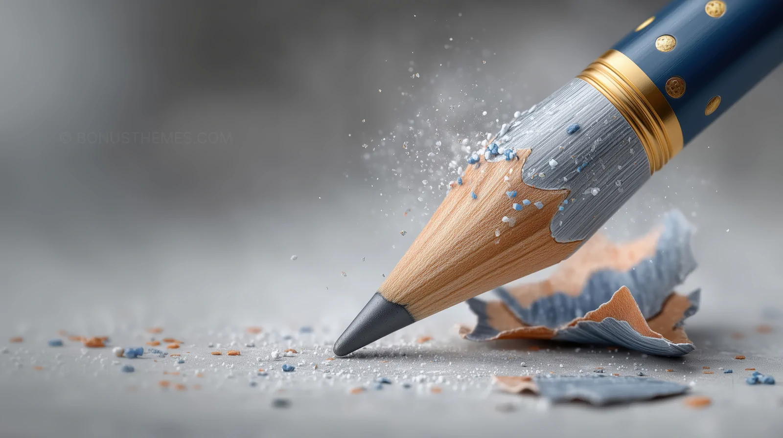 Broken Pencil with Paper Fragment on Grey Surface | Creative AI Image