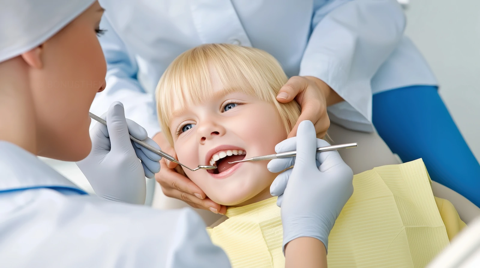 Child Smiling During Dental Exam | Gentle Pediatric Dentistry AI Generated Image
