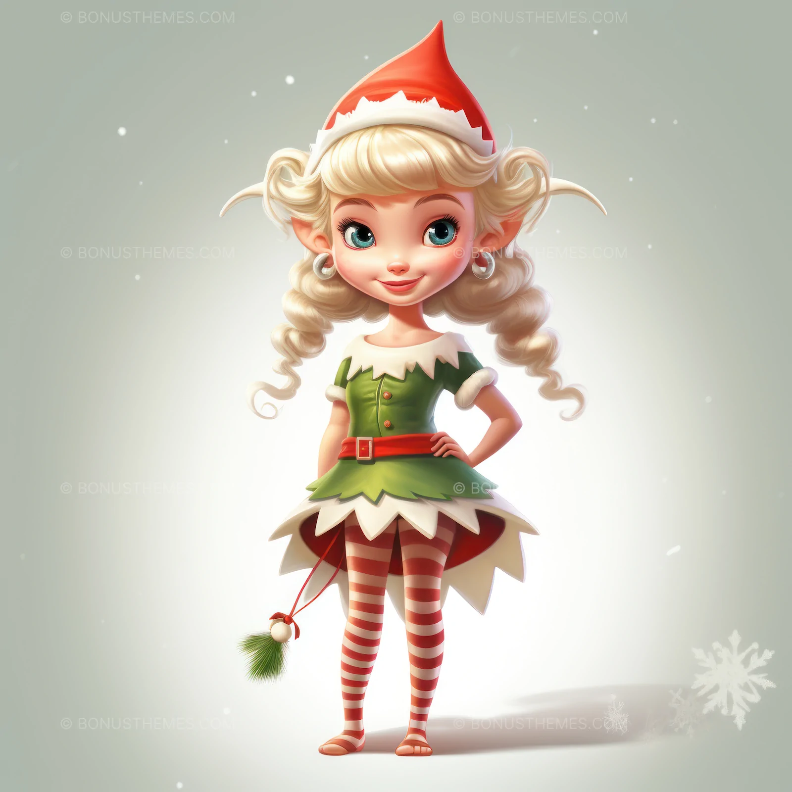 Classic Christmas Elf in Snowy Scene | Joyful AI Generated Festive Holiday Illustration
