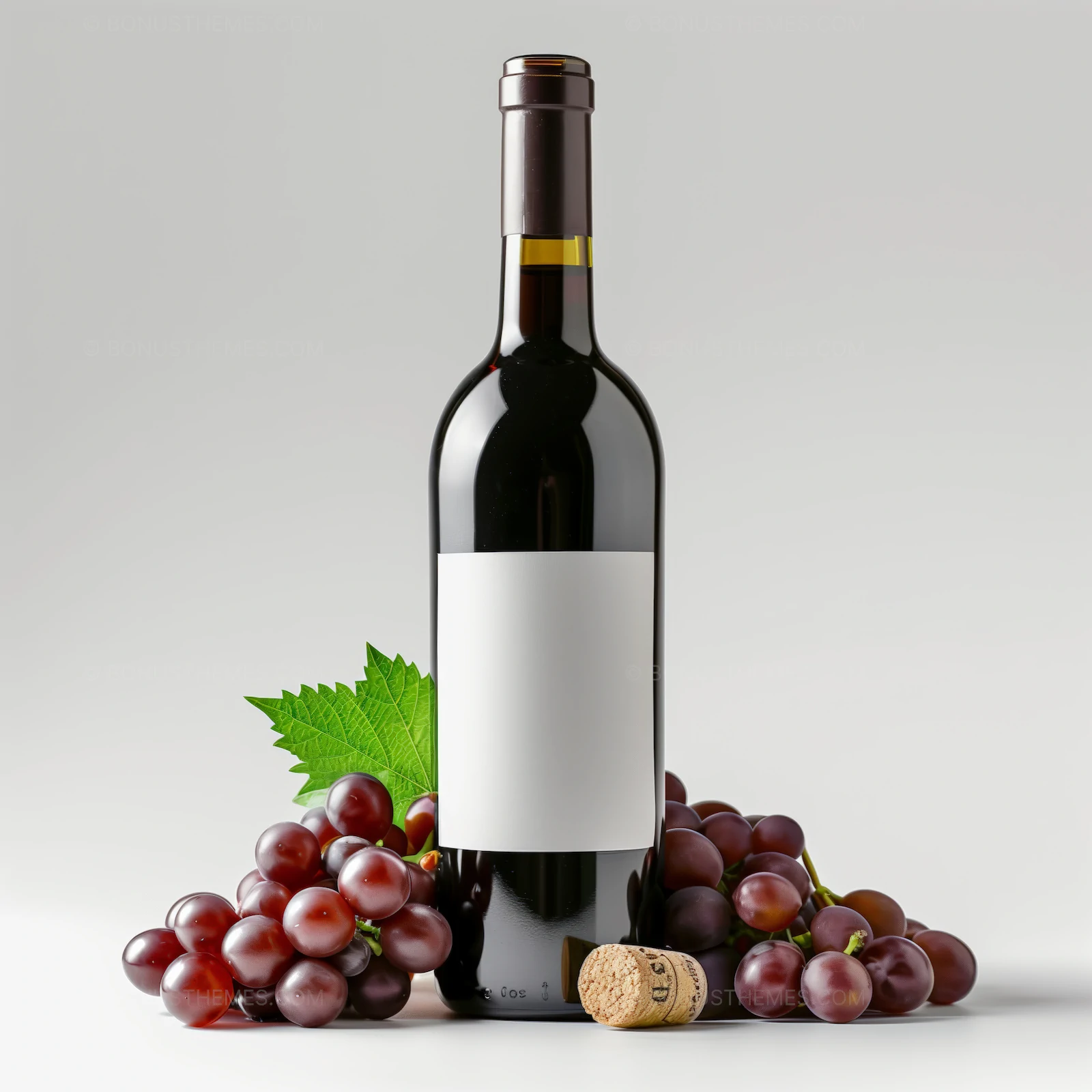 Classic Red Wine Bottle with Empty White Label | Beverage Mockup AI Image