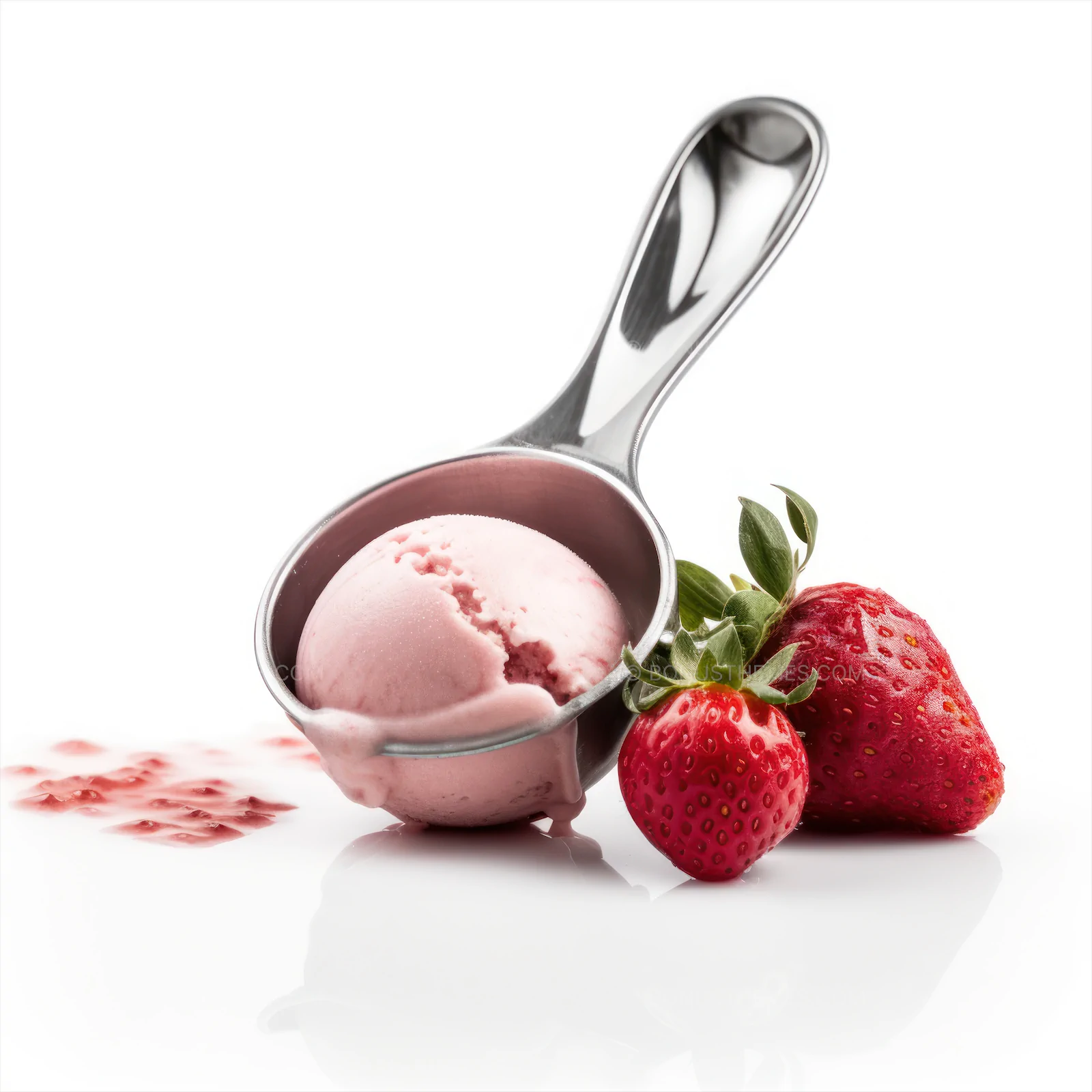 Creamy Strawberry Ice Cream Scoop | Tempting AI Generated Summer Dessert Illustration