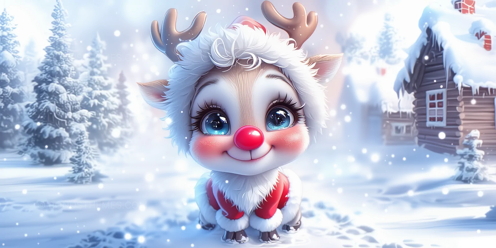 Cute Christmas Reindeer - AI Generated Cartoon | Winter Holiday Design
