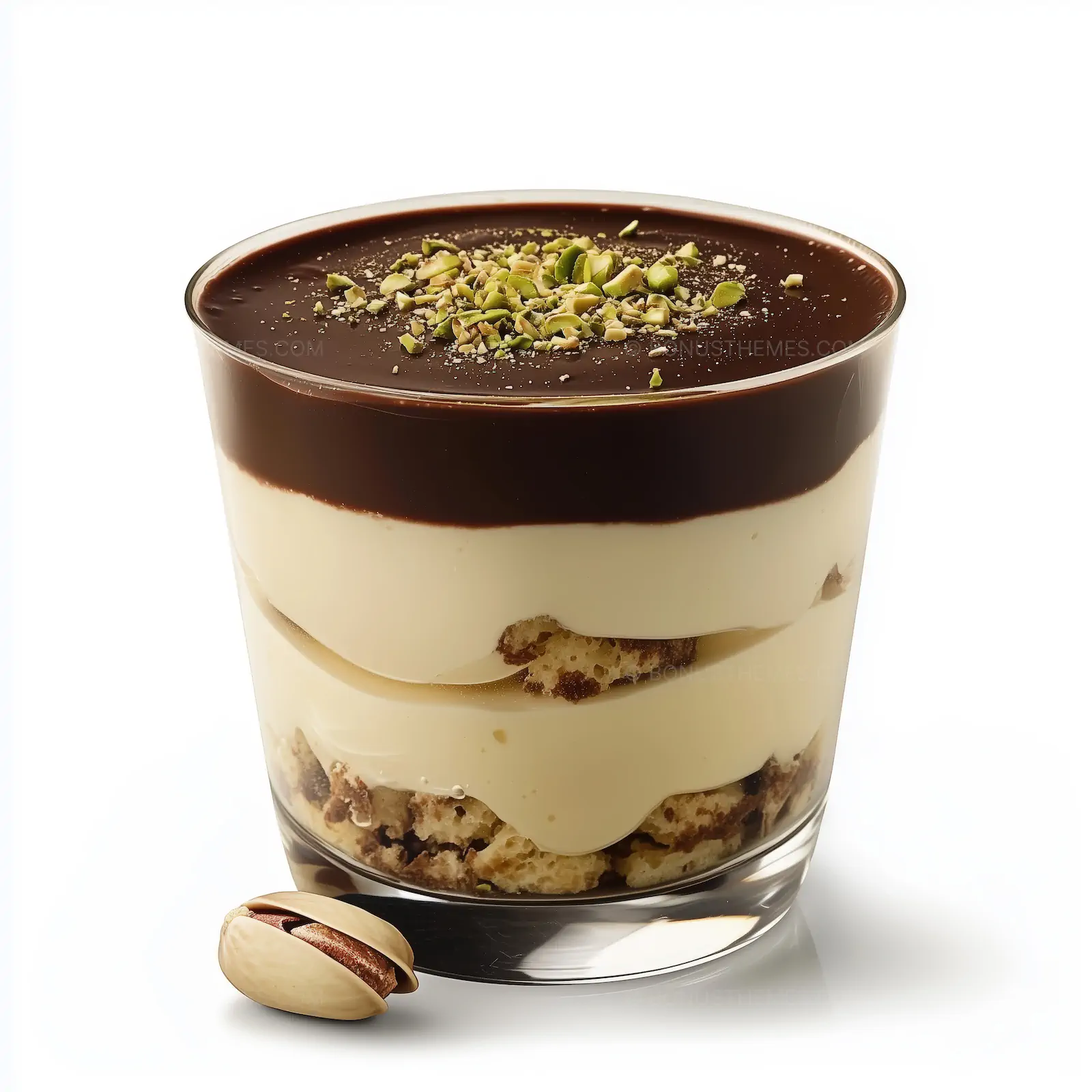 Dubai Pistachio Dessert in Glass - Gourmet Chocolate & Cream | AI Image