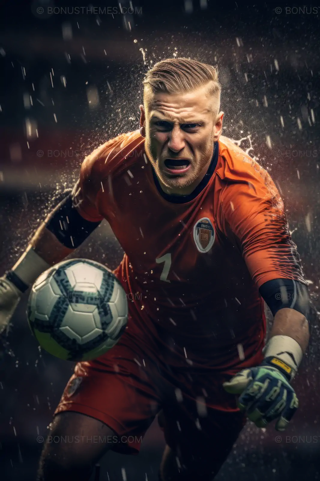 Dynamic Soccer Goalkeeper in Action | Cinematic AI Sports Save Illustration