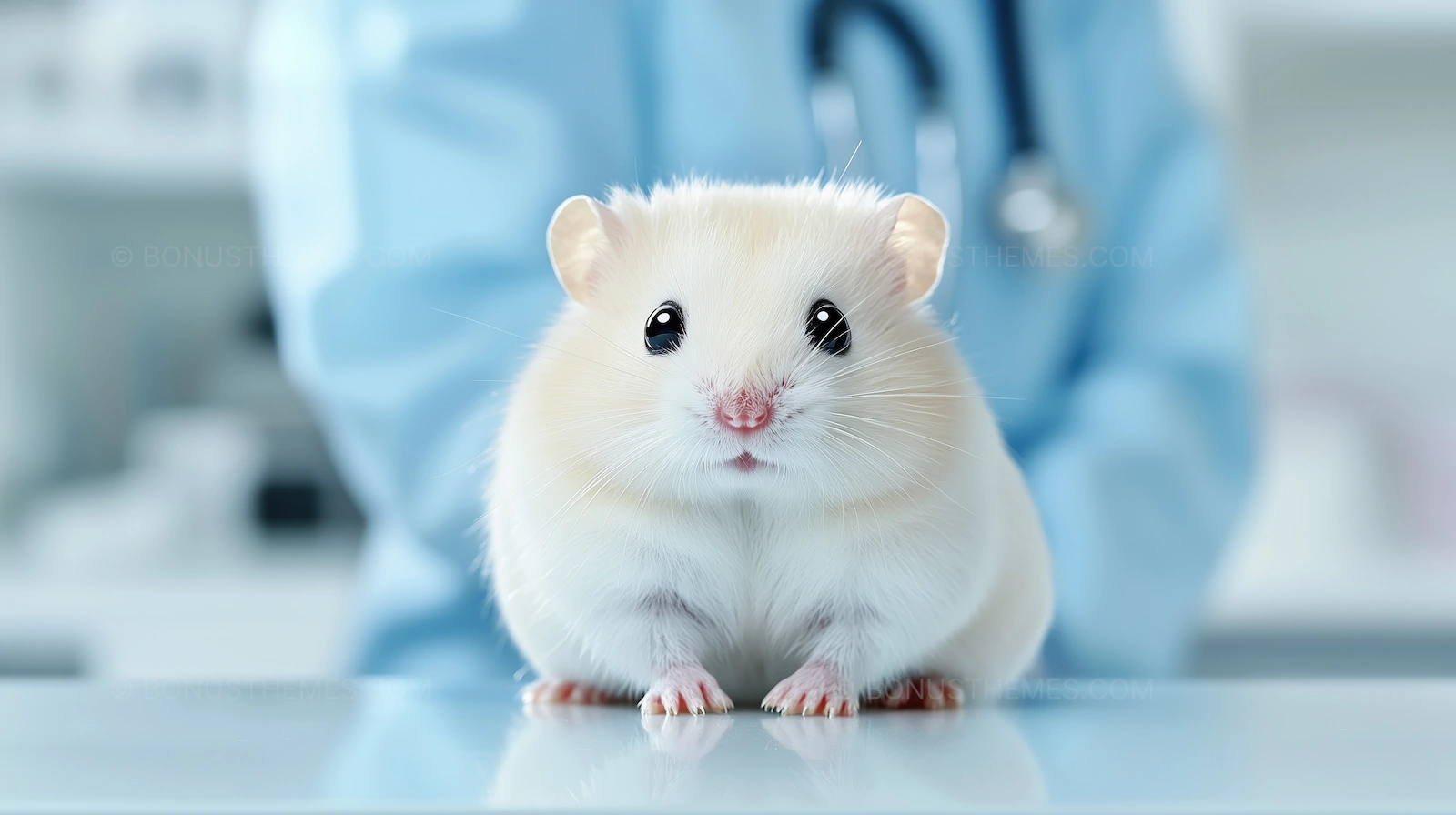Fluffy Hamster in Veterinary Clinic - Small Pet Healthcare | AI Image