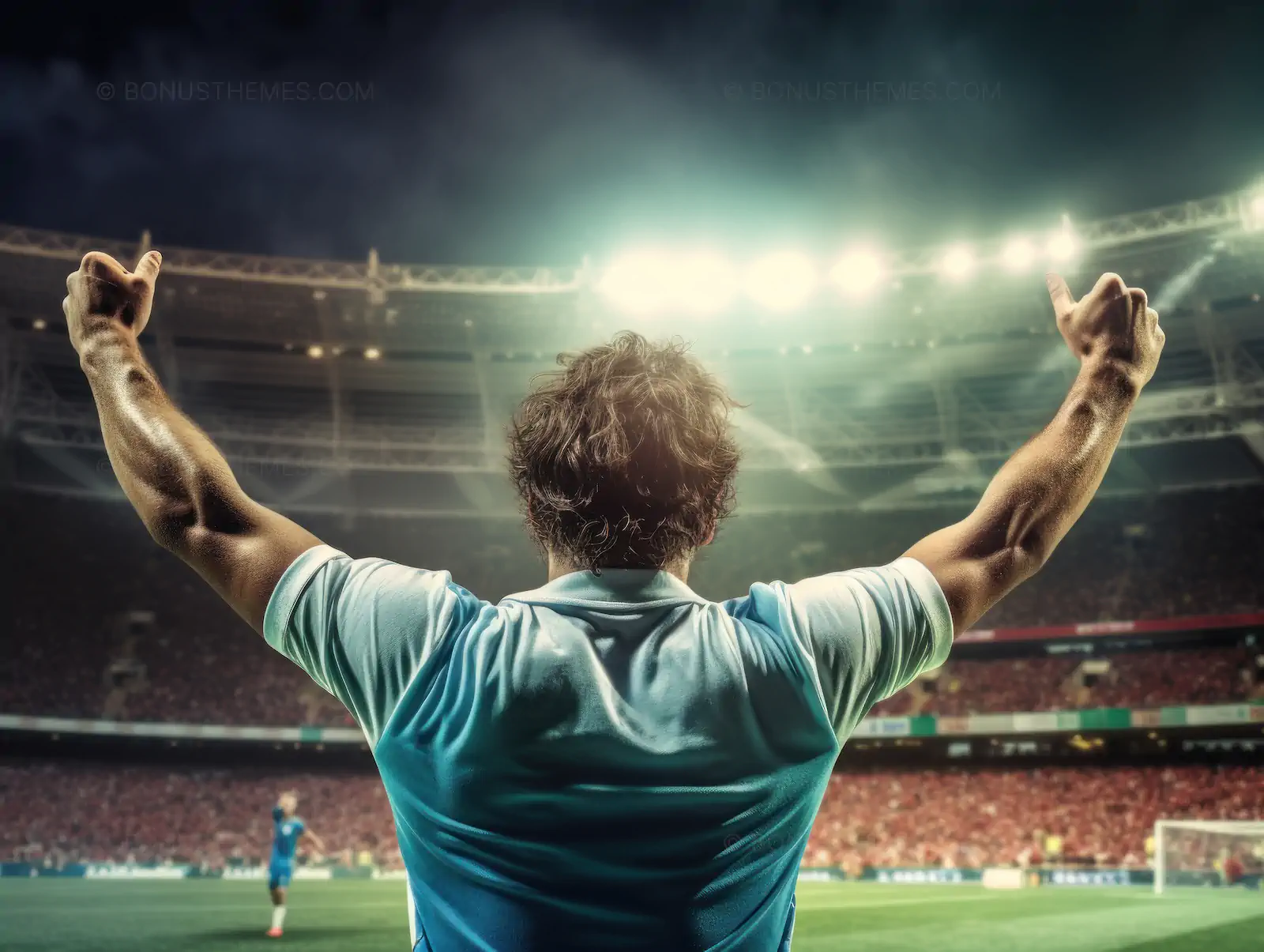 Football Player Victory Celebration | Stadium Lights AI Sports Image