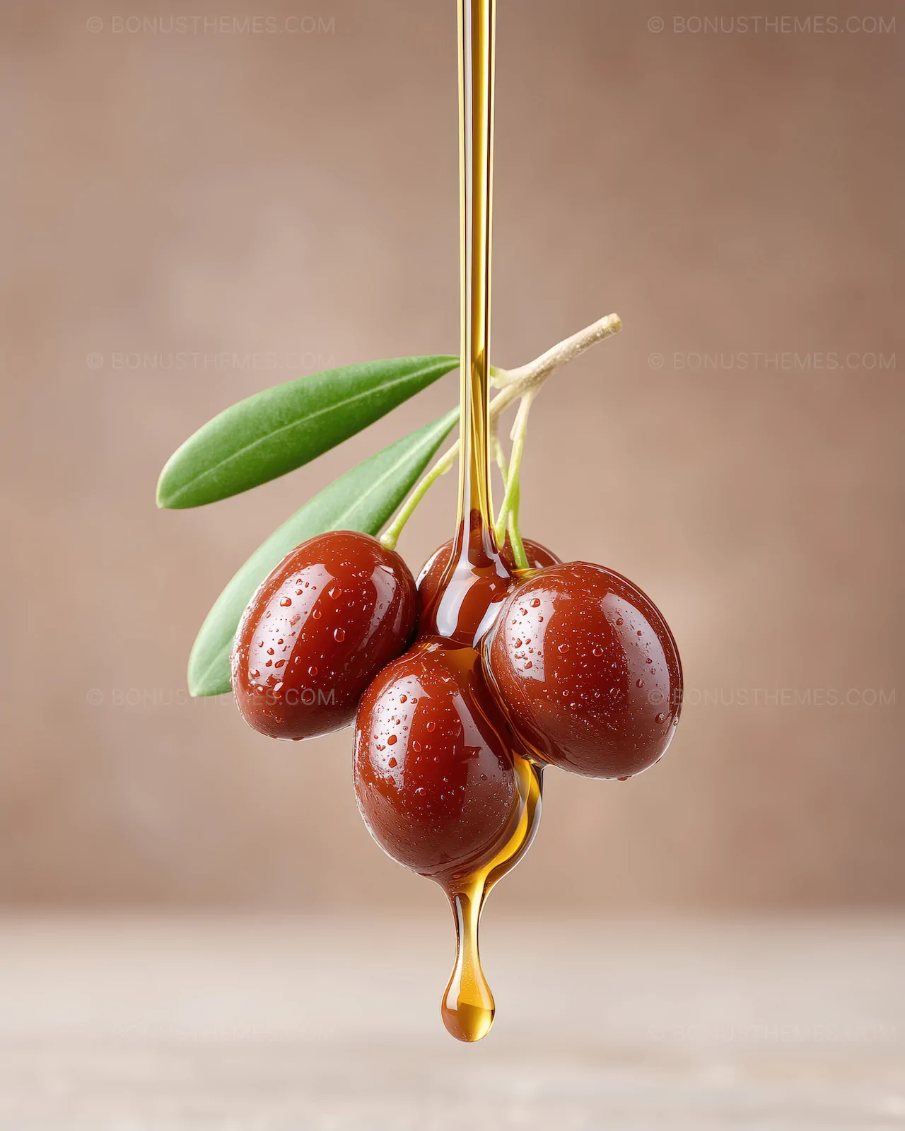 Olives with Drizzling Olive Oil - Fresh Mediterranean Flavor | AI Image