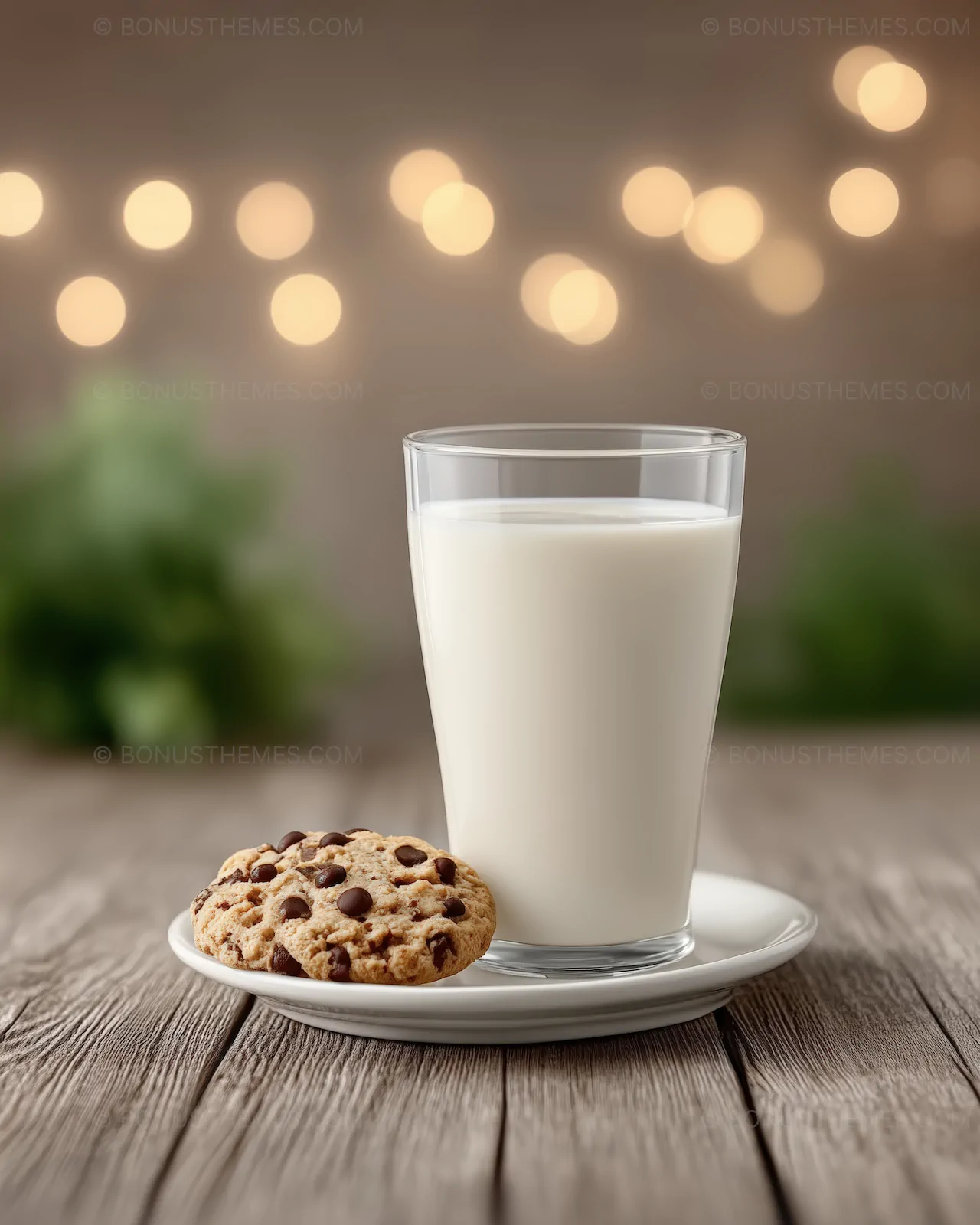 Glass of Milk and Chocolate Chip Cookie on Plate | Comfort Food AI Image
