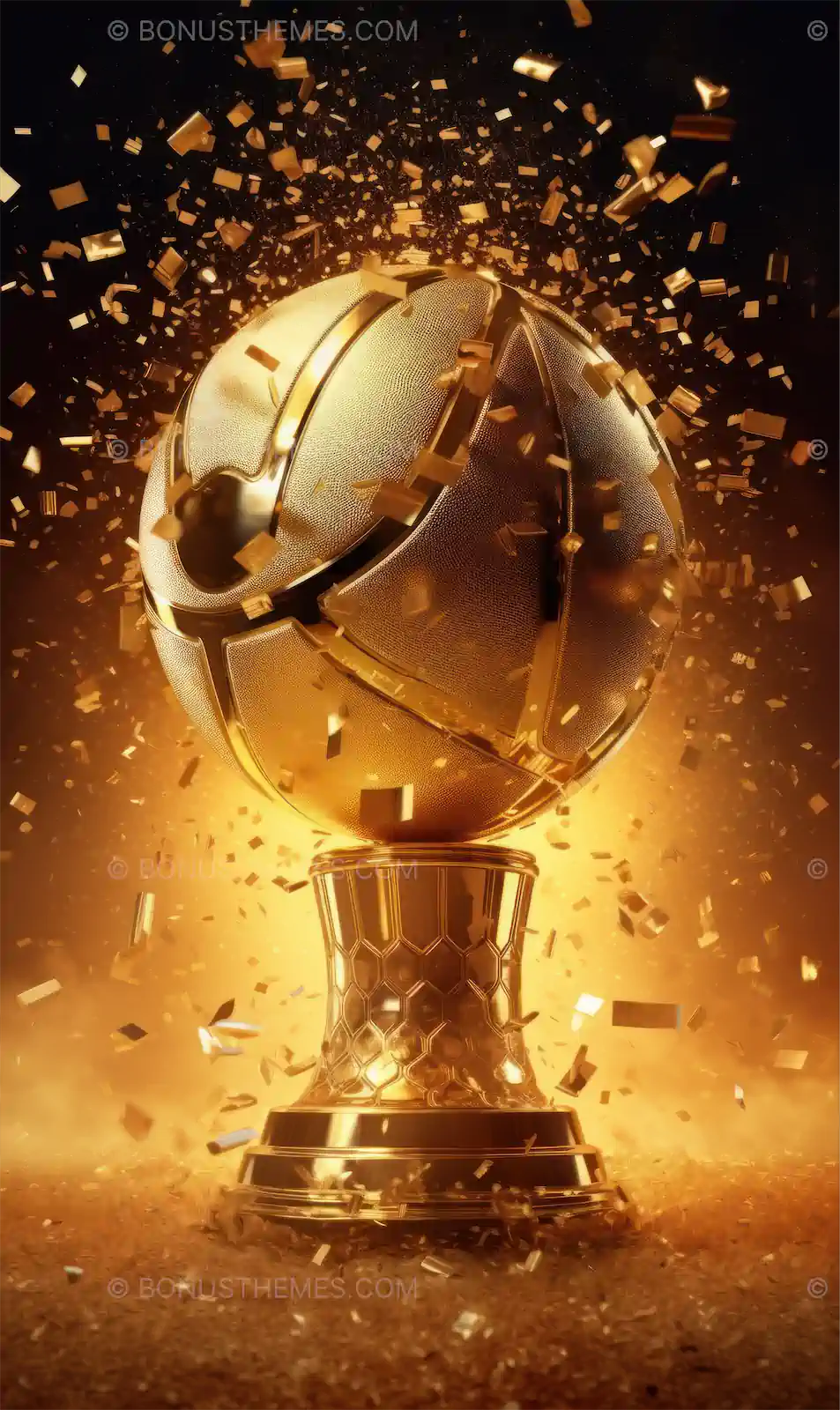 Golden Basketball Trophy with Confetti | Luxury AI Generated Celebration Image