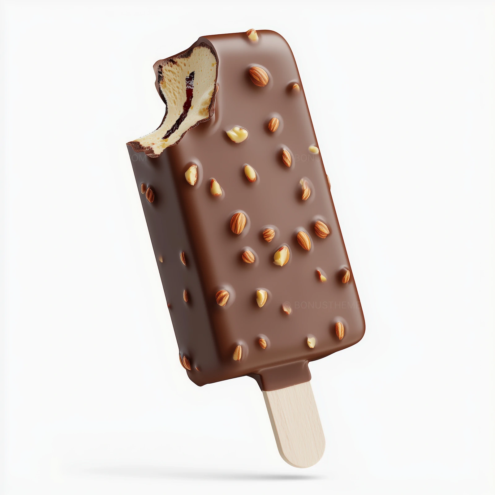 Gourmet Almond-Crusted Chocolate Ice Cream Bar with Berry Core | AI Image