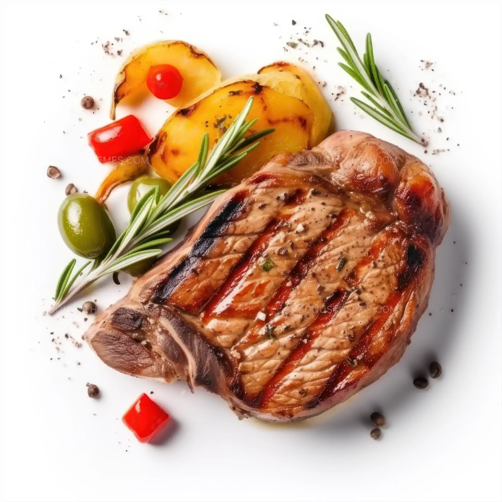 Grilled Meat with Peppers and Potatoes | Vibrant Gourmet Food AI Generated Image