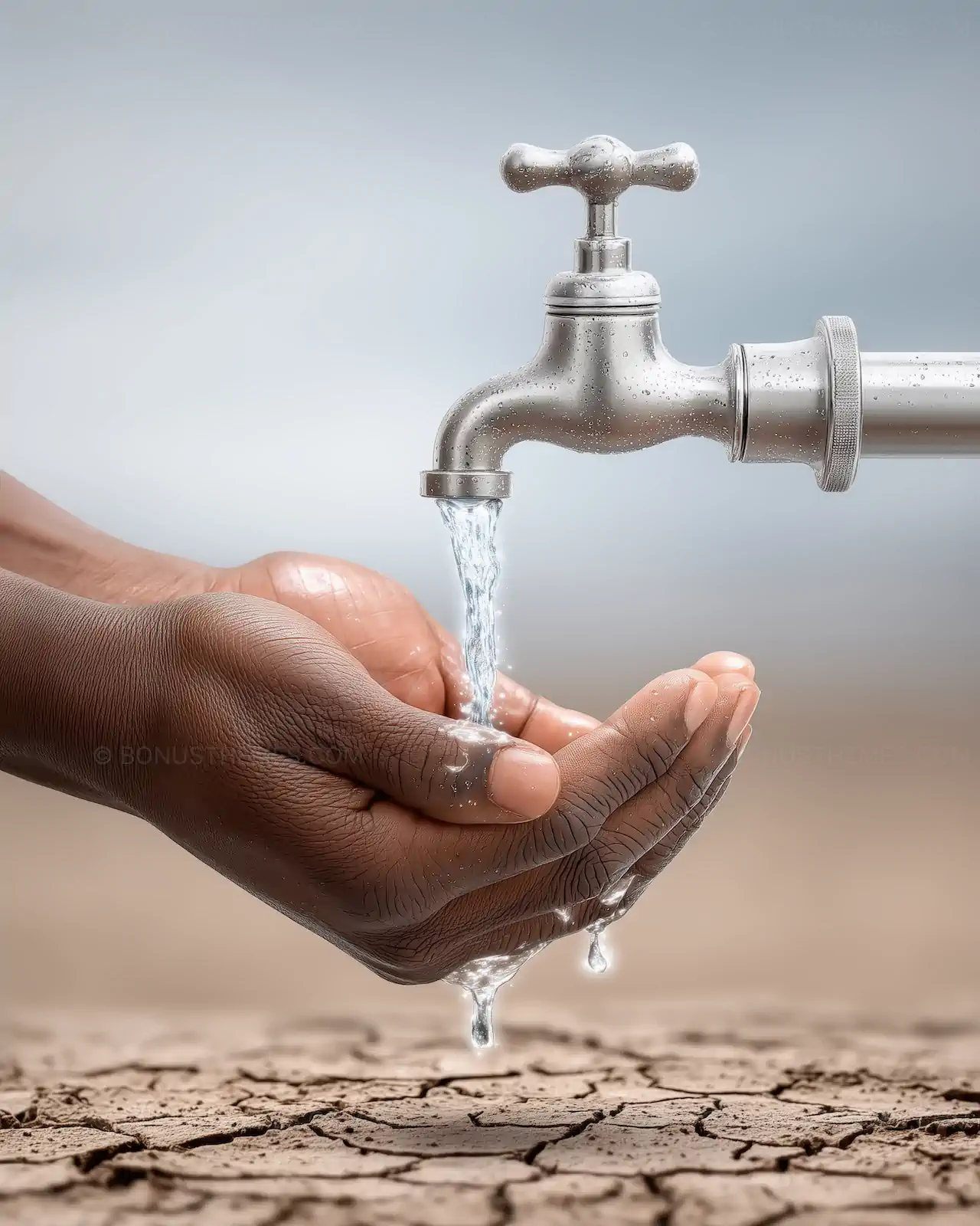 Hand Washing Under Running Tap - Hygiene & Water Saving AI Art