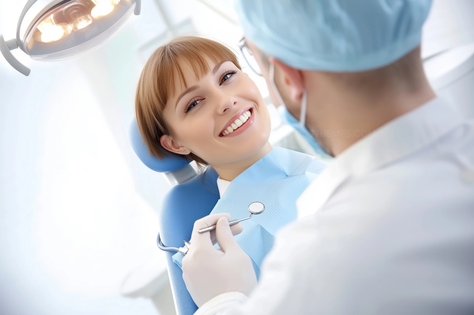 Happy Dental Patient Smiling at Dentist | Professional Oral Care AI Generated Image