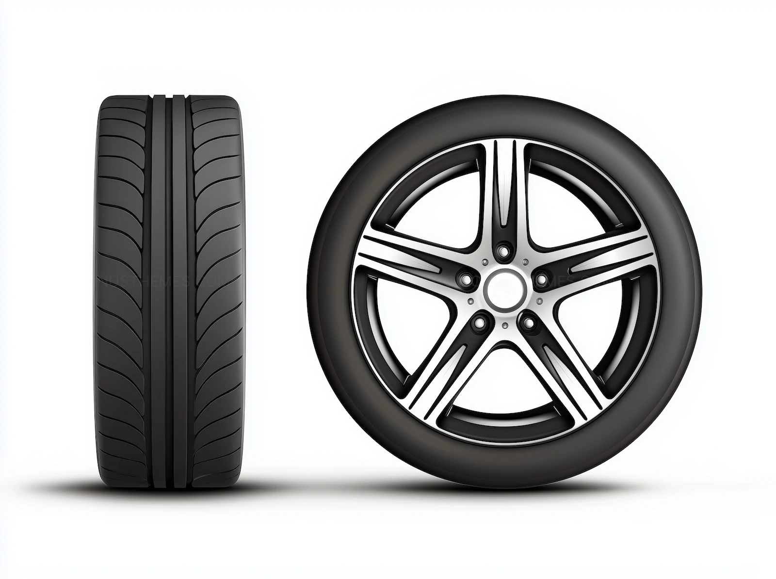 High-Performance Tire and Five-Spoke Alloy Wheel | Premium Automotive AI Generated Image