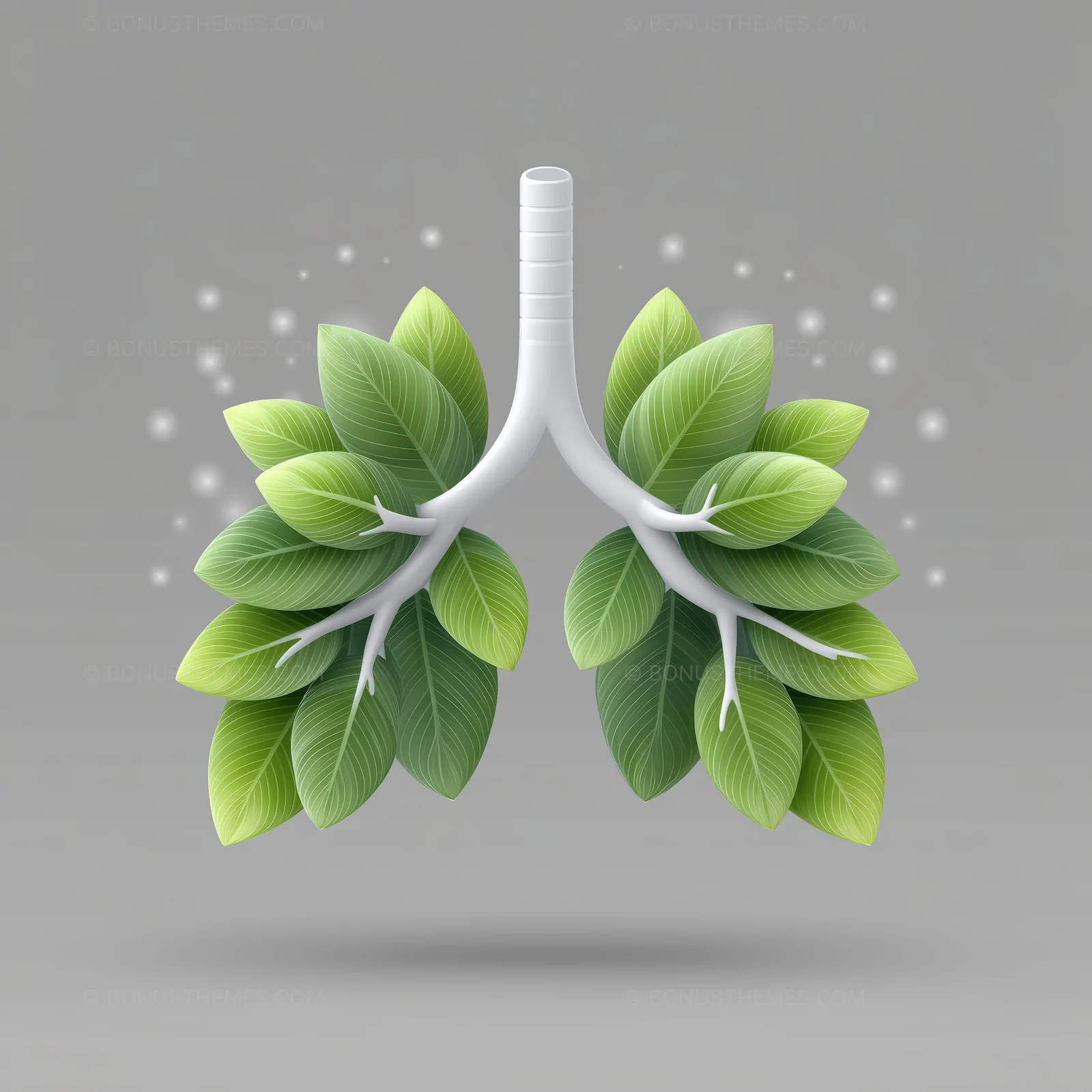 Lungs Made of Green Leaves Concept | Creative AI Health & Ecology Illustration