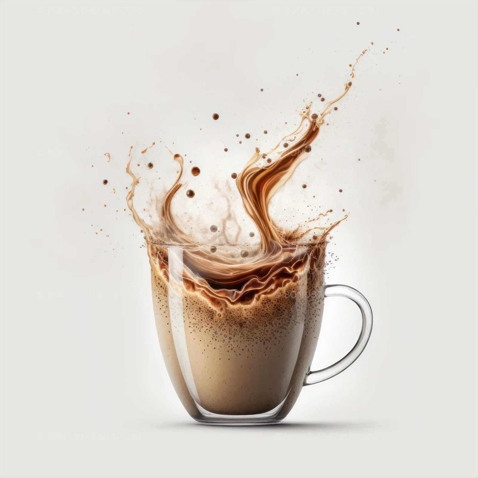 Glass cup of mocha coffee on isolated background