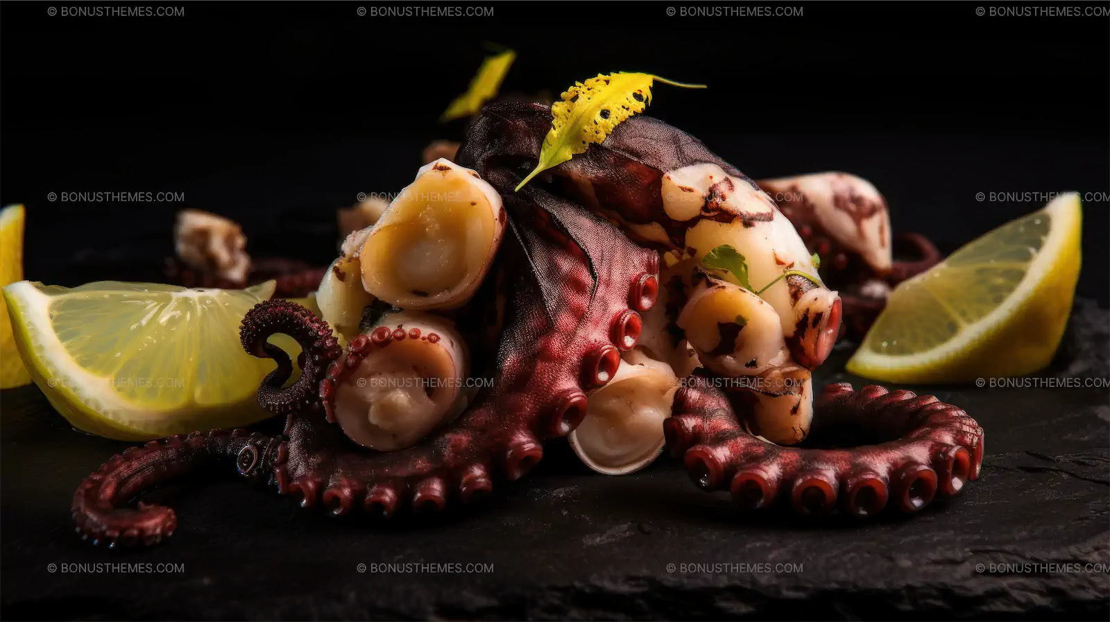 Cooked octopus with lemon
