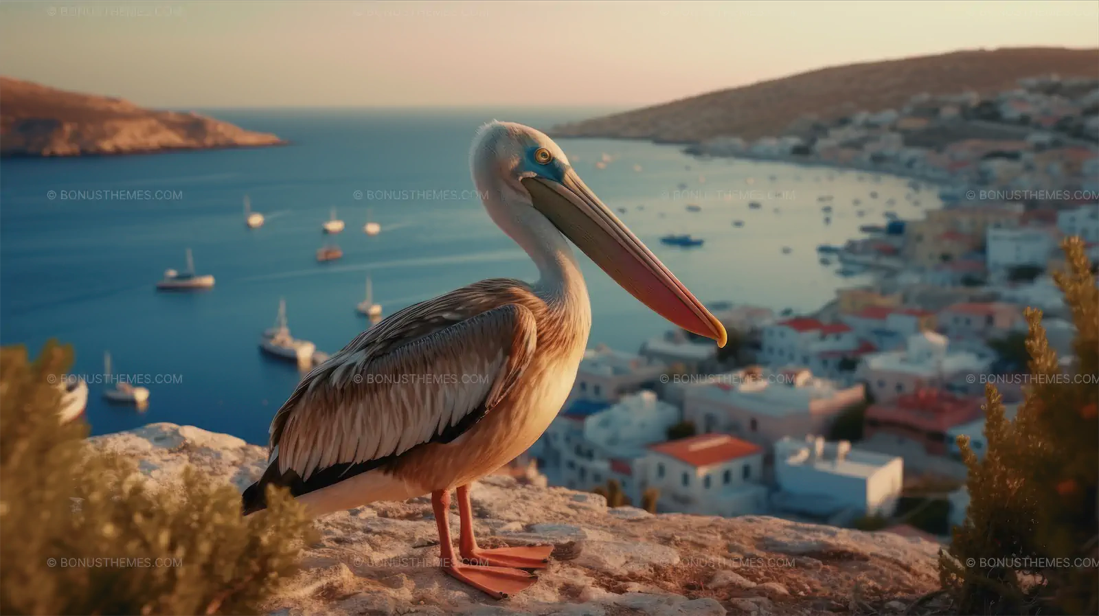 Aegean wildlife, pelican on the rock