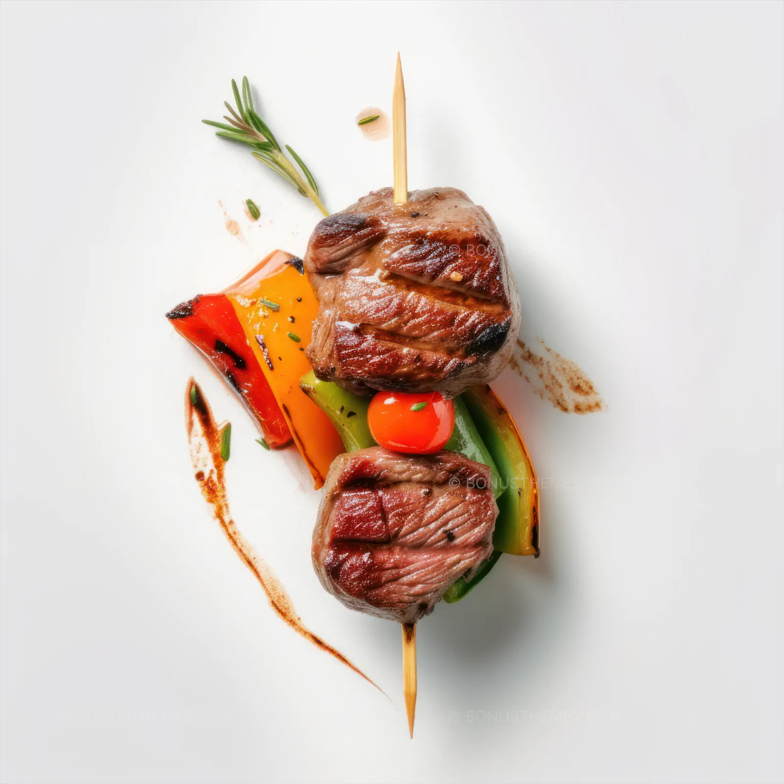 Juicy grilled beef on isolated background