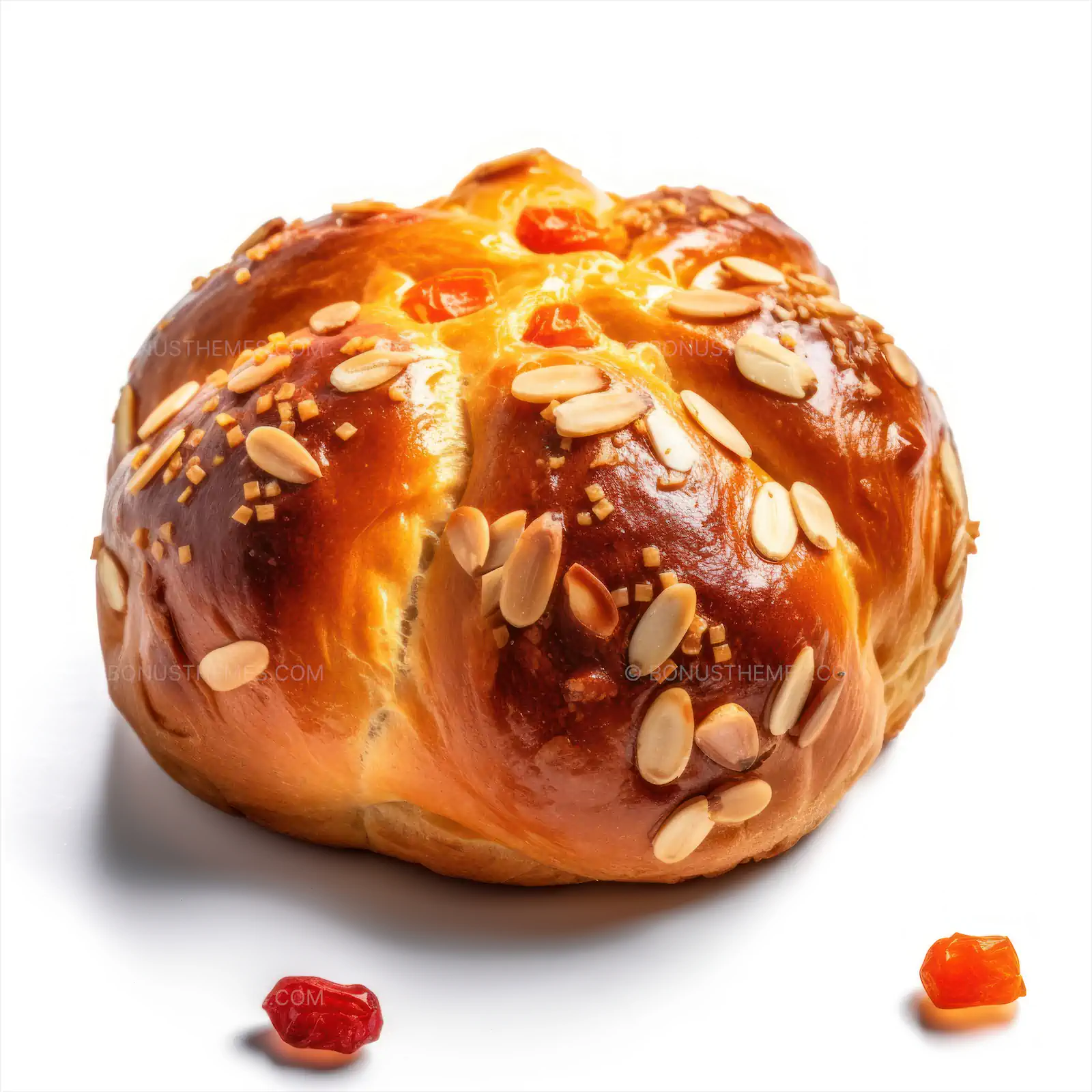 Greek sweet bread flavored with orange zest on isolated white background