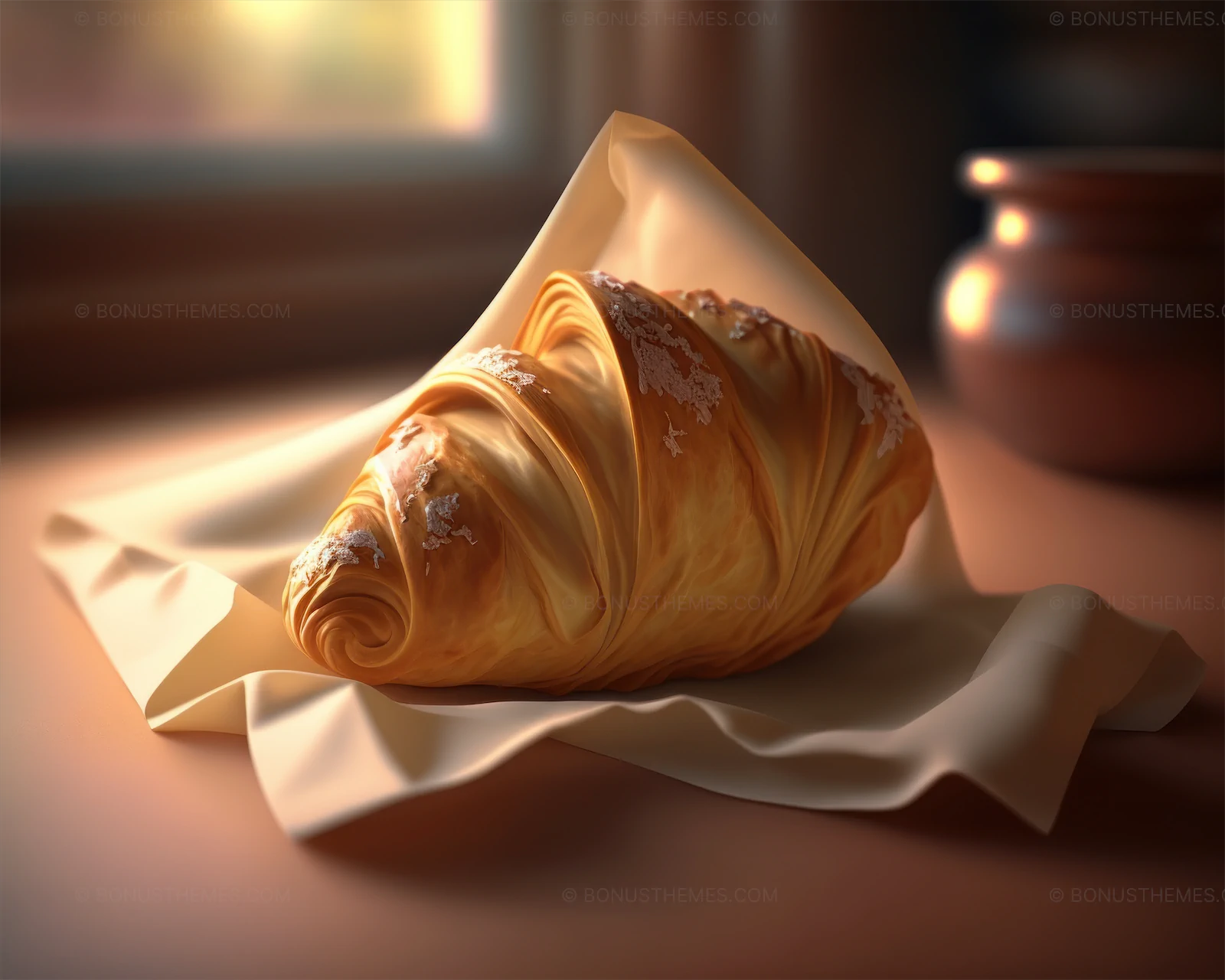 Creamy filled croissant on a napkin