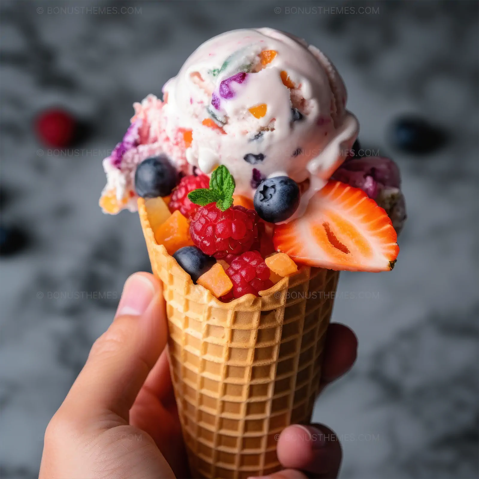 Parfait ice cream with berries
