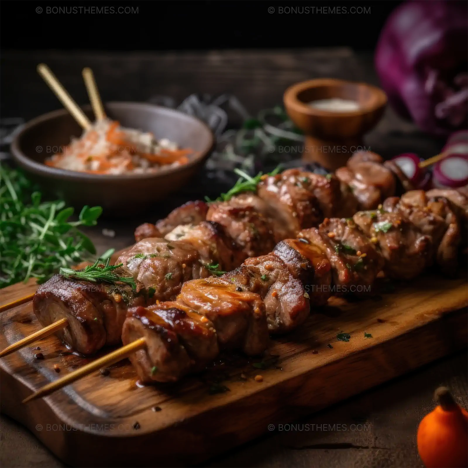 Succulent grilled meat skewers