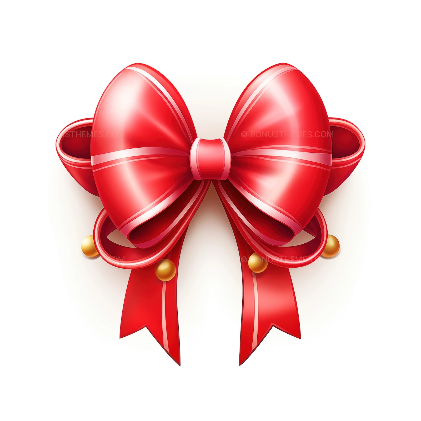 Red christmas bow with ribbon