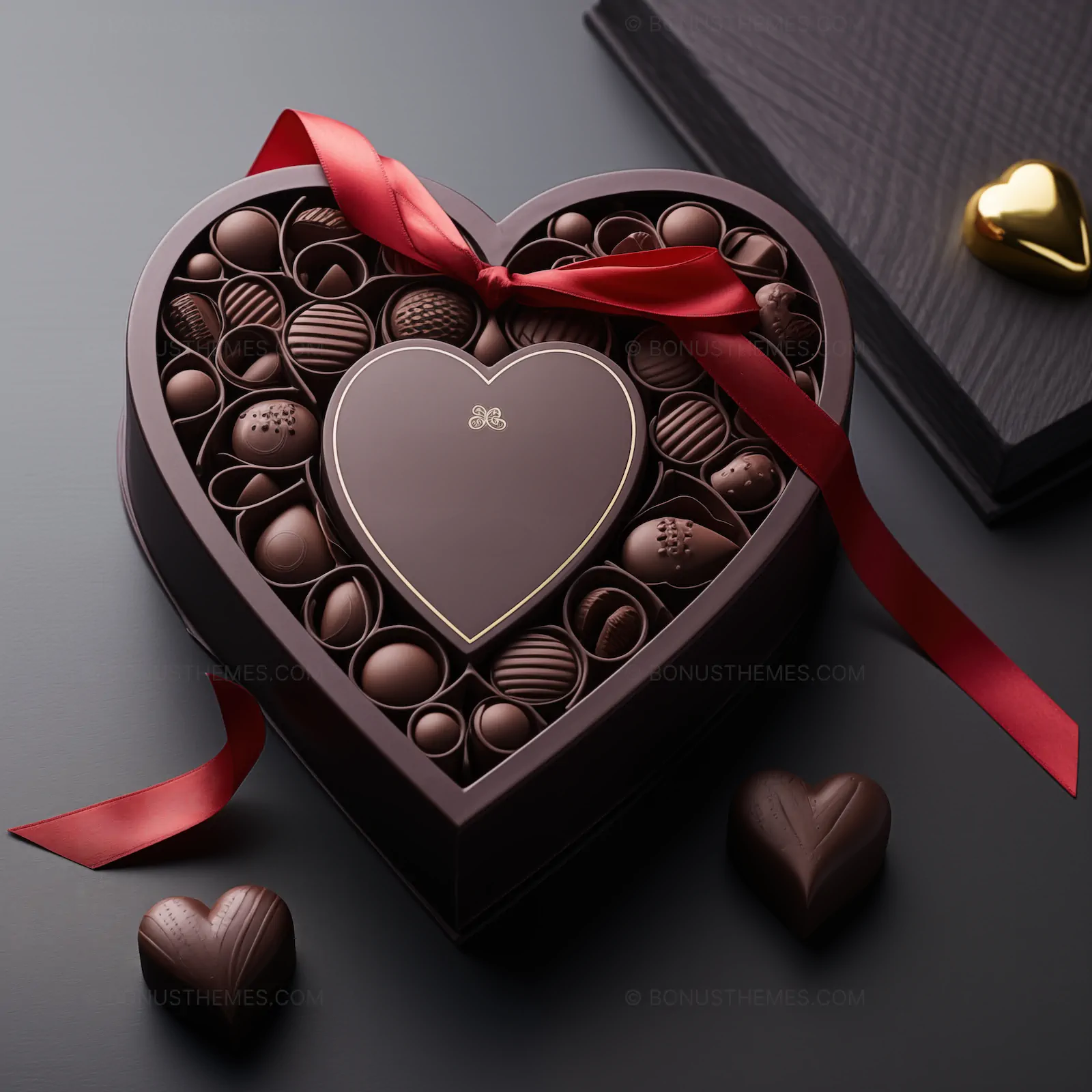 Minimalist elegance, chocolate heart gift