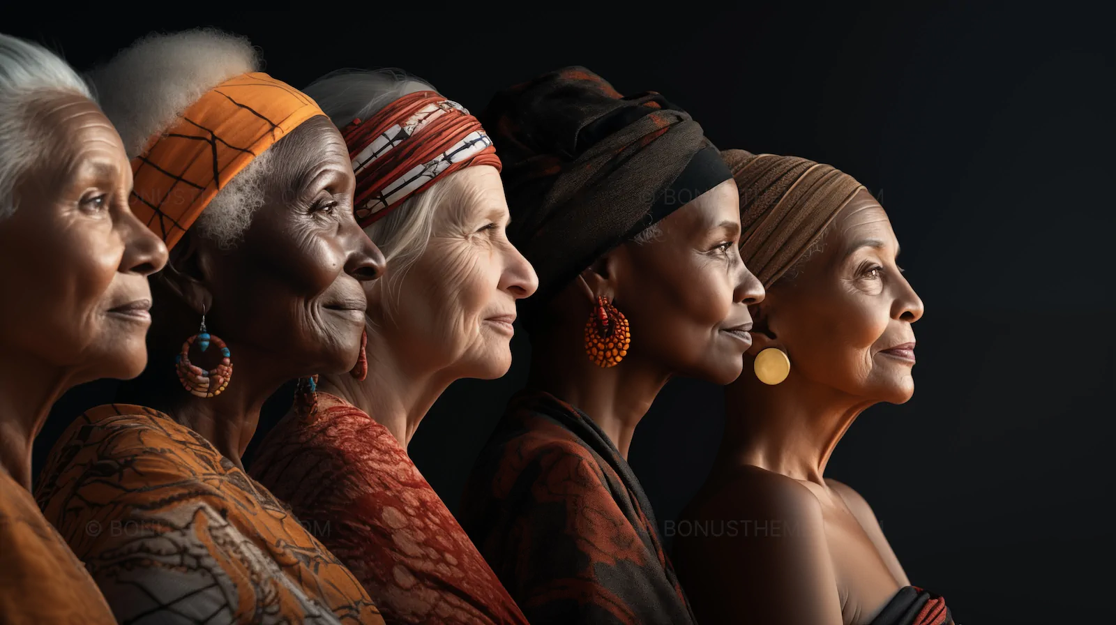 Radiant diversity, 70-year-old women's portrait