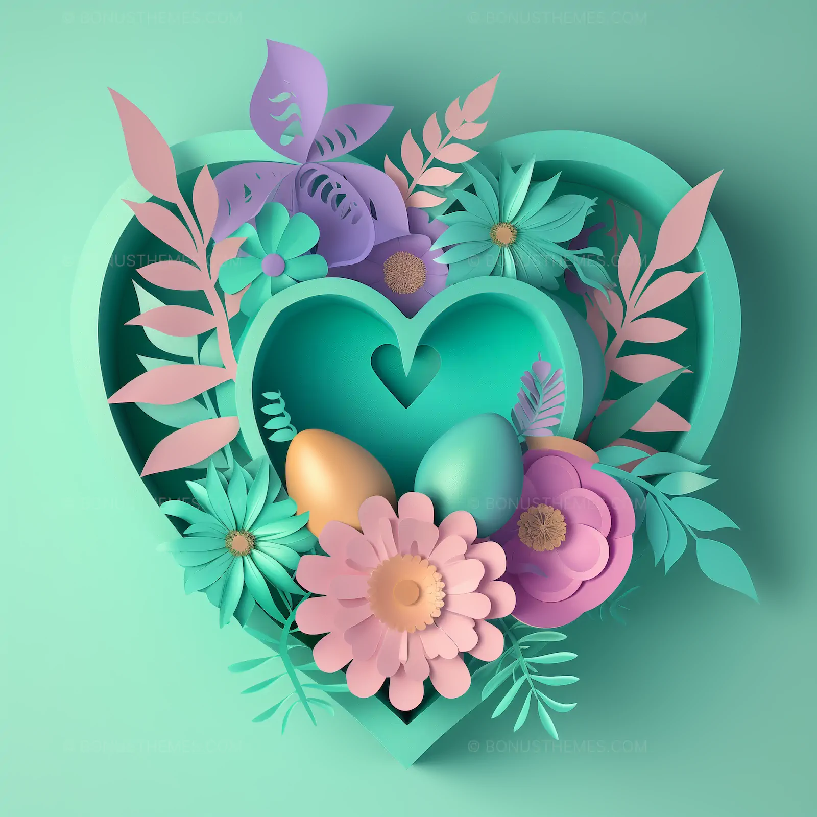 Easter heart with paper cutouts