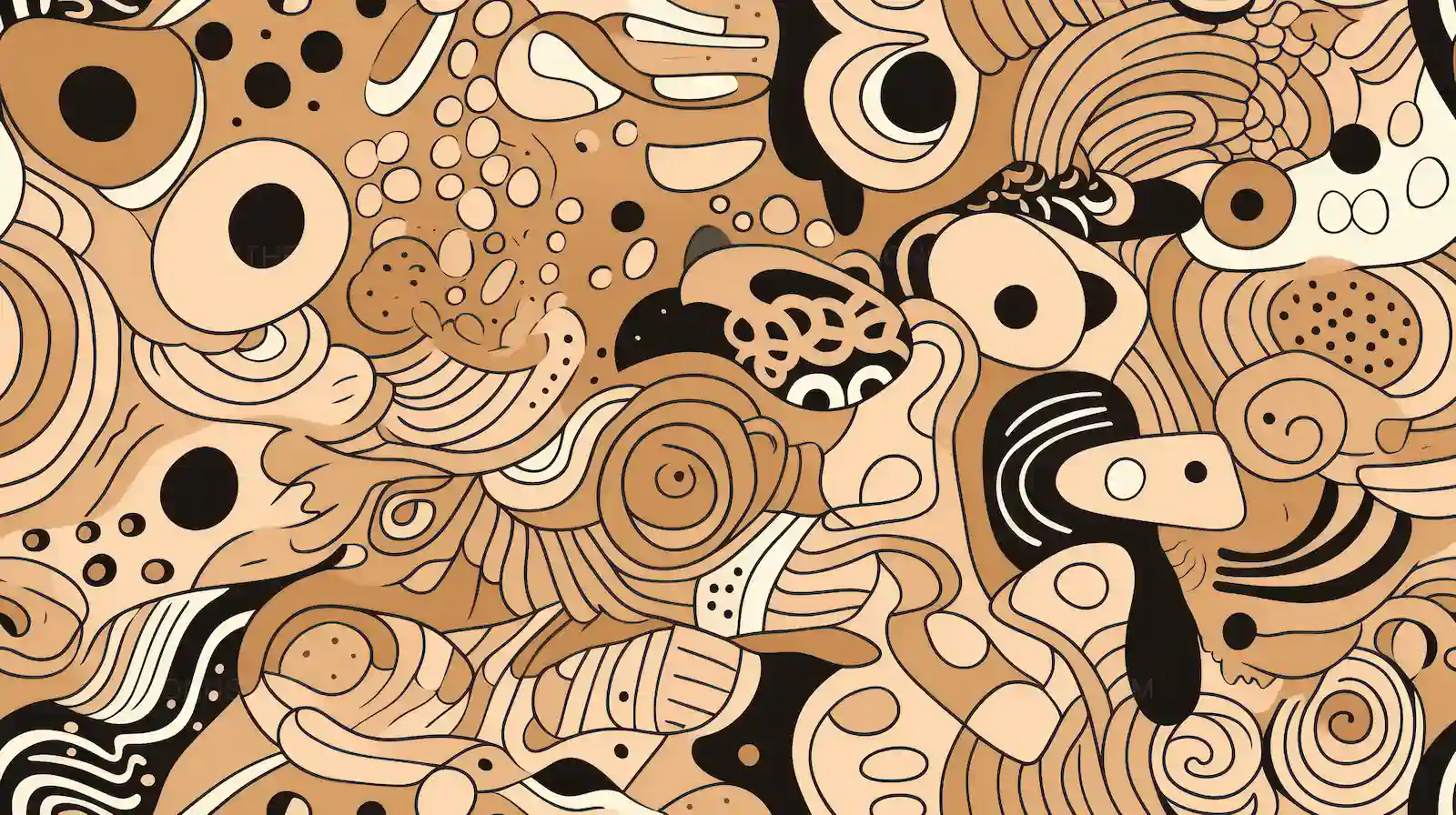 Intricate Abstract Seamless Pattern | Earthy Tones & Doodled Shapes AI Background