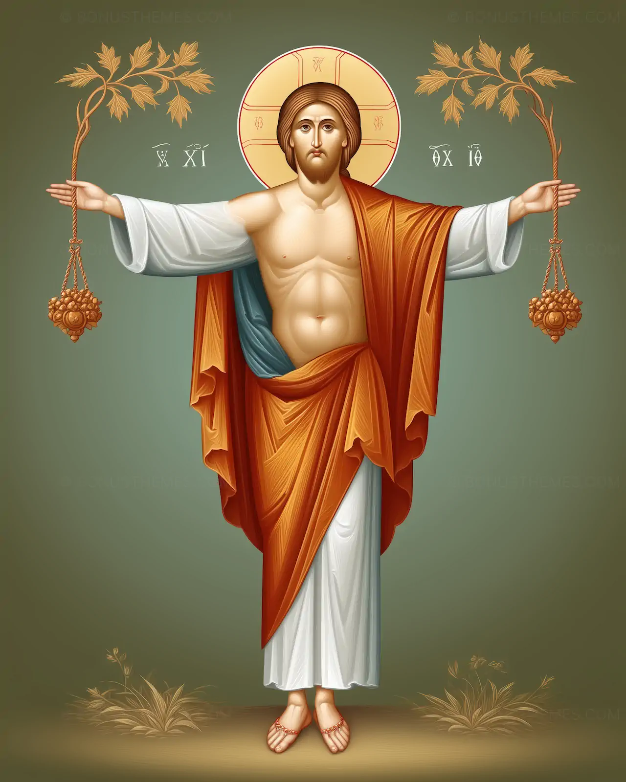 Jesus Holding Grapes - Holy Icon Style AI Generated Devotional Image