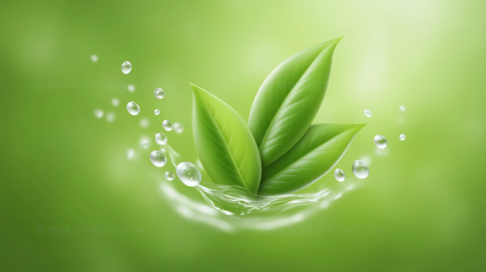 Leaf Floating in Water with Droplets - Fresh Vitality Concept | AI Image