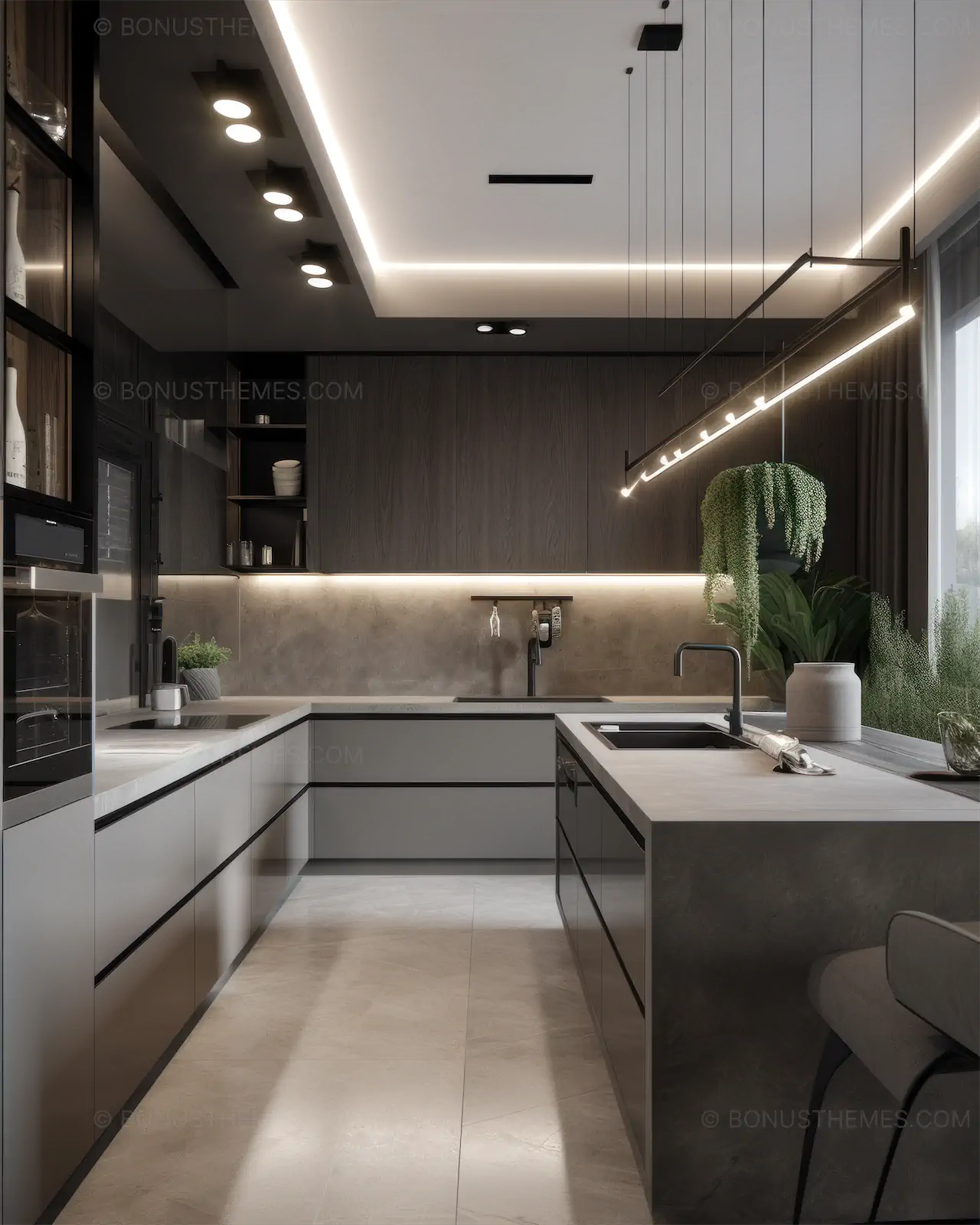 Modern Kitchen with Clean Lines and Minimalist Style | Sleek AI Generated Interior Design Image