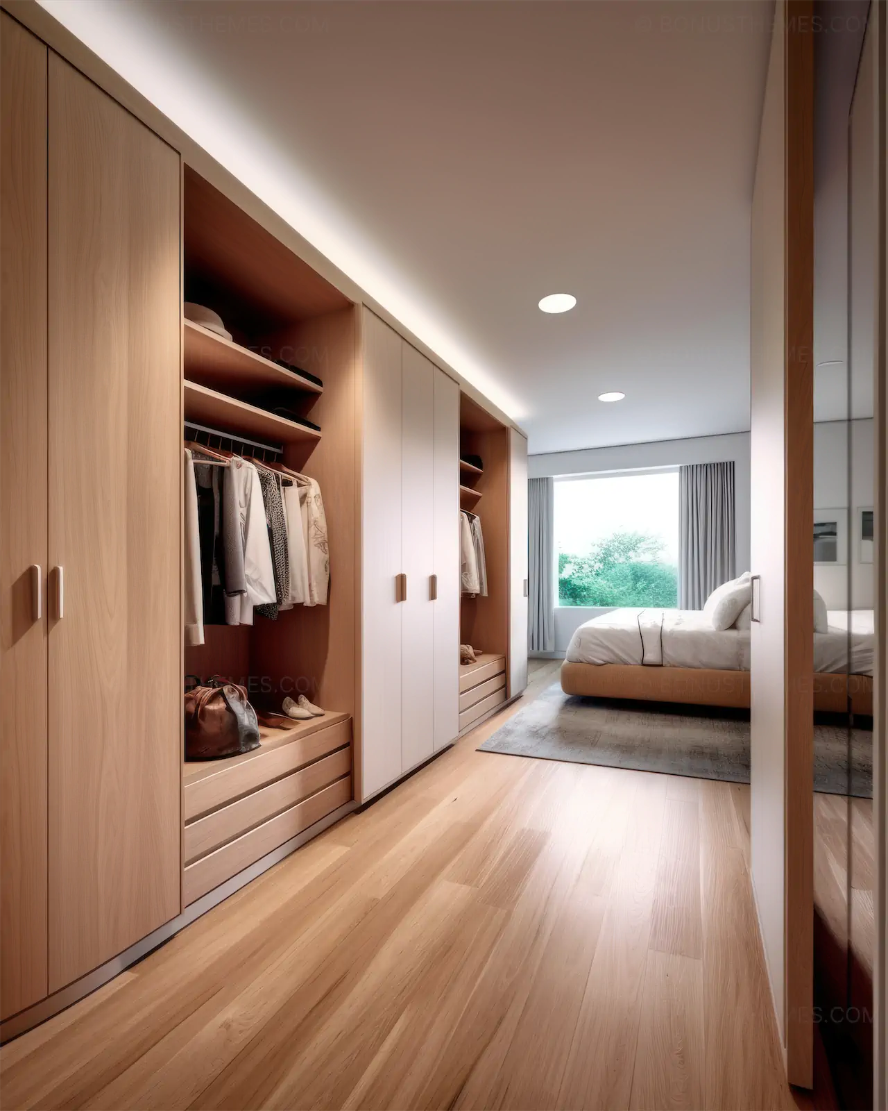Modern Wooden Closet with Minimalist Design | Elegant AI Generated Contemporary Furniture Image