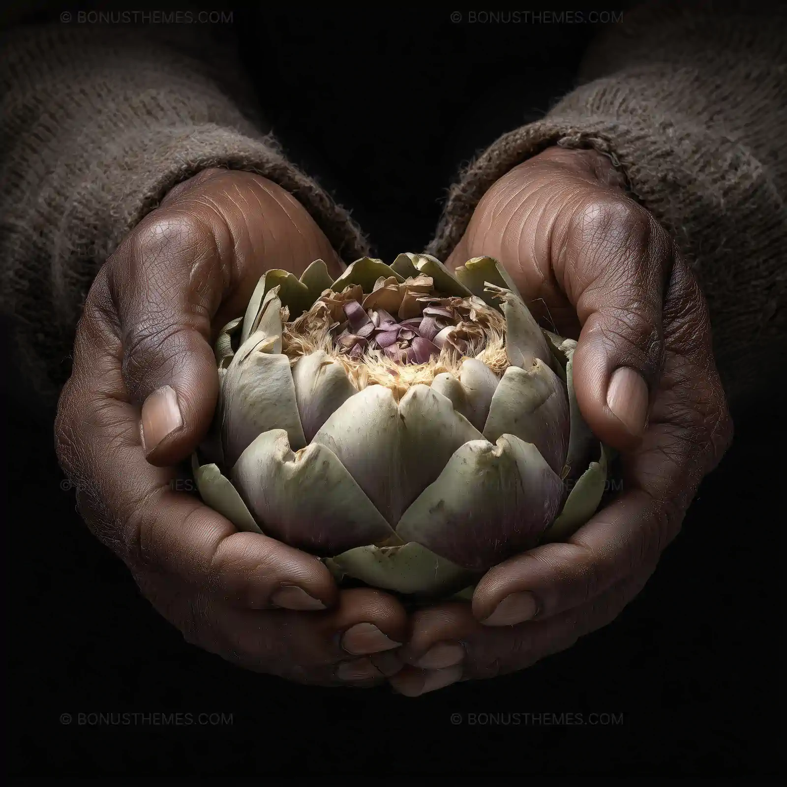 Person Holding Purple Artichoke - Warmth & Care | Culinary AI Image