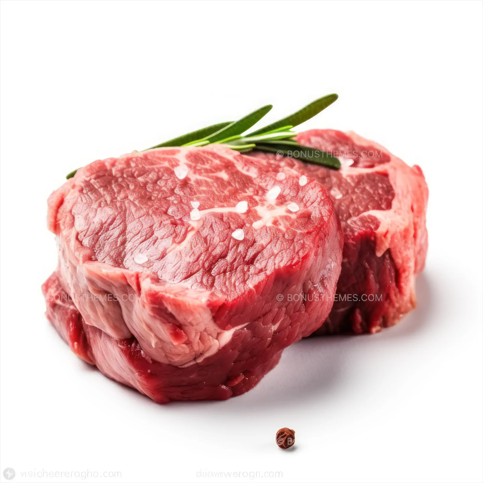 Fresh Piece of Raw Meat Topped with Rosemary Sprig | Professional AI Generated Butcher Shop Image