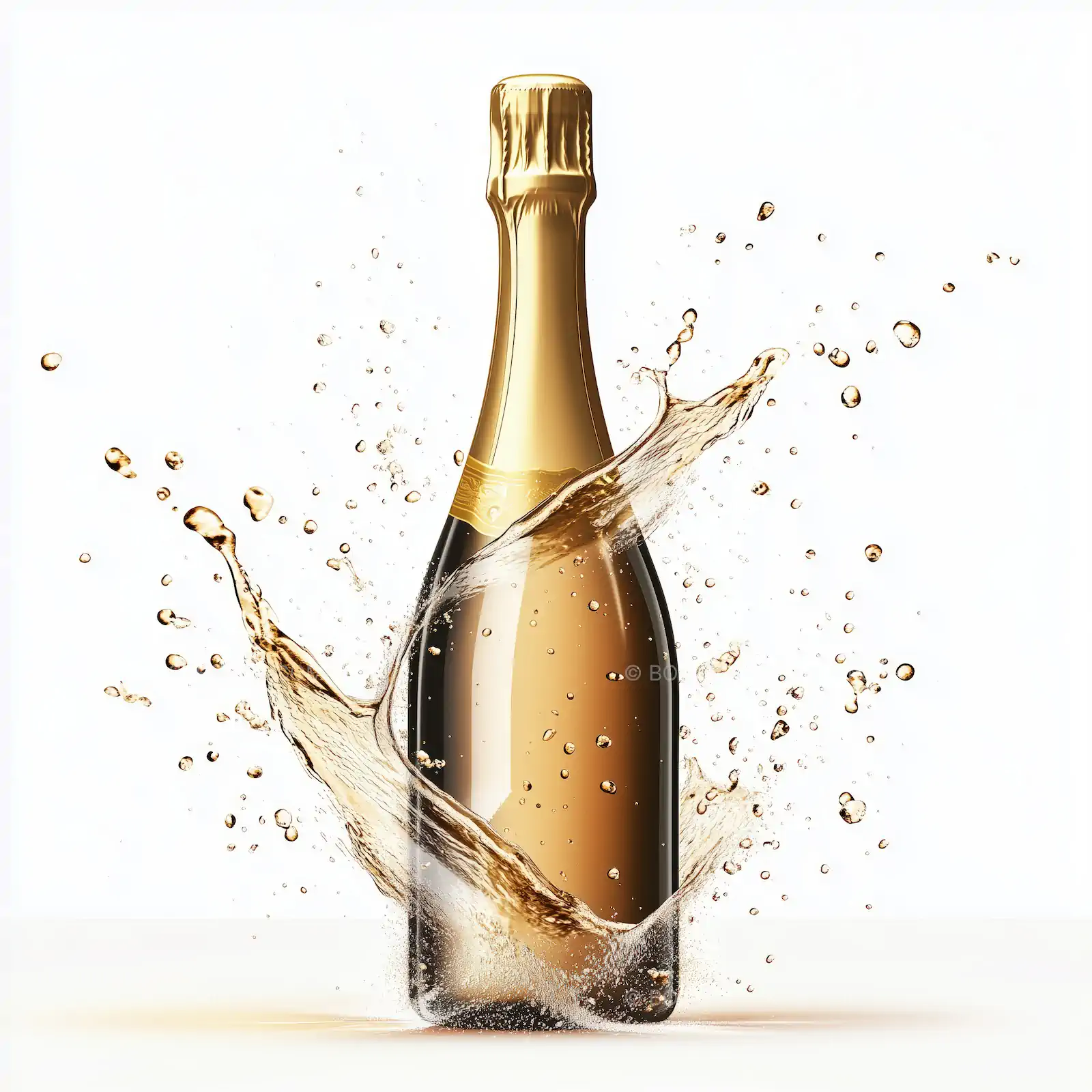 Premium Champagne Bottle with Liquid Splash | AI Product Photography