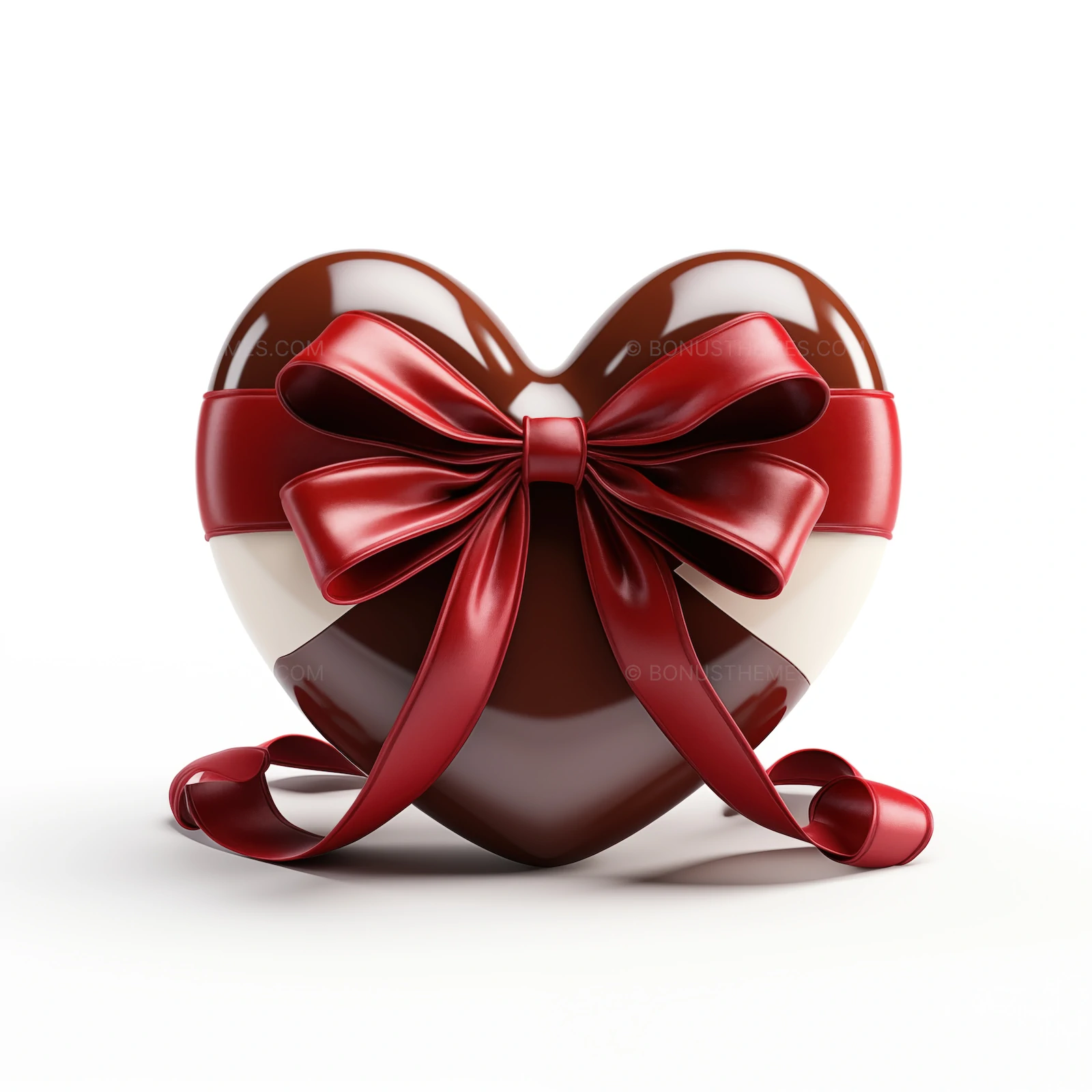 Red Bow with Chocolate Heart Shape | Sweet Romantic AI Image