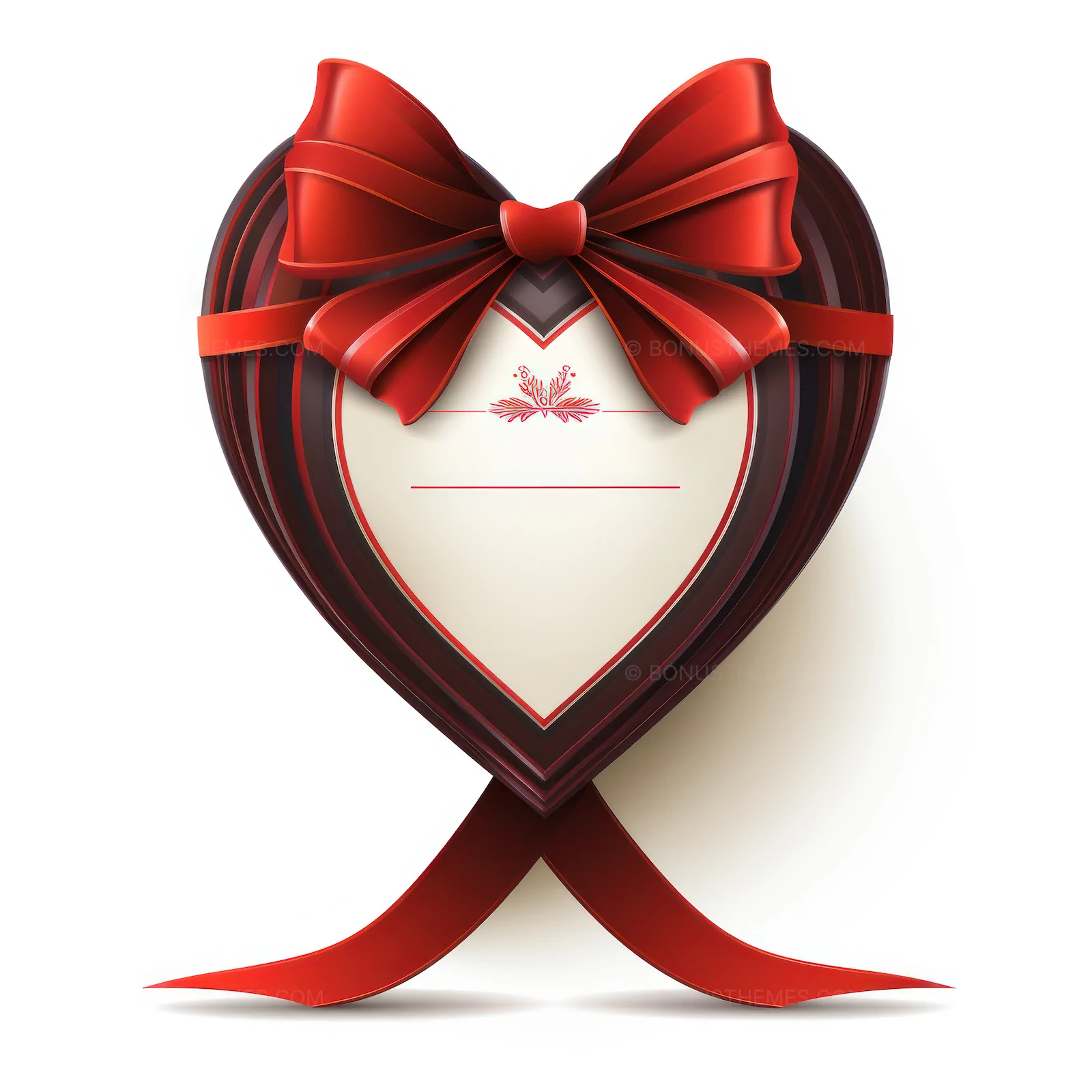 Red Ribbon with Heart Shape - Romantic AI Illustration