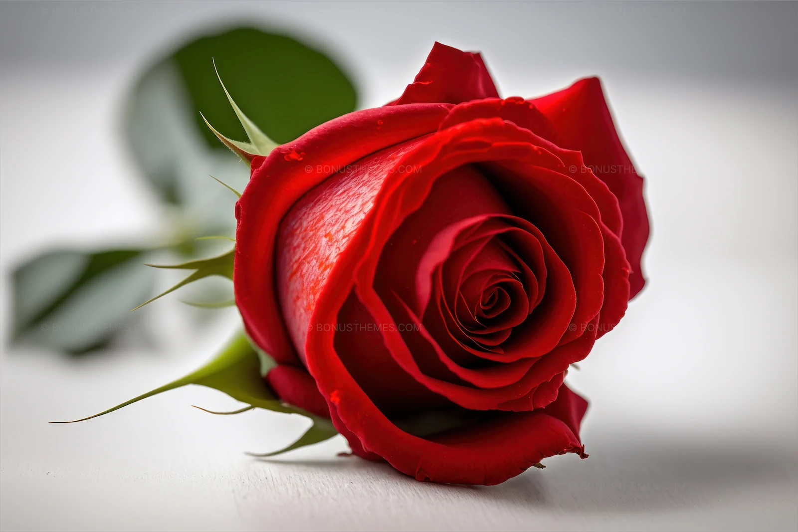 Single Red Rose on a Clean White Background | Classic AI Generated Floral Romance Illustration