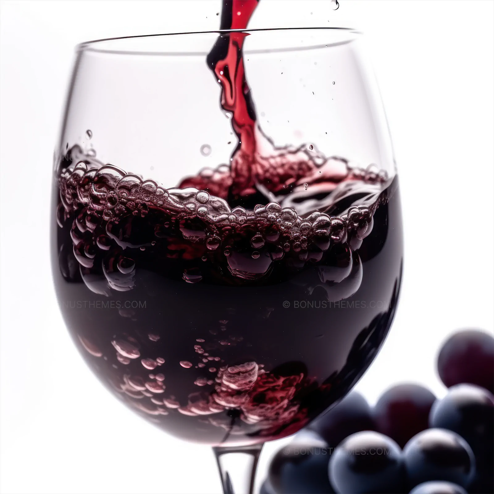 Red Wine Pouring into Glass with Fresh Grapes | Elegant AI Generated Vineyard and Gourmet Illustration
